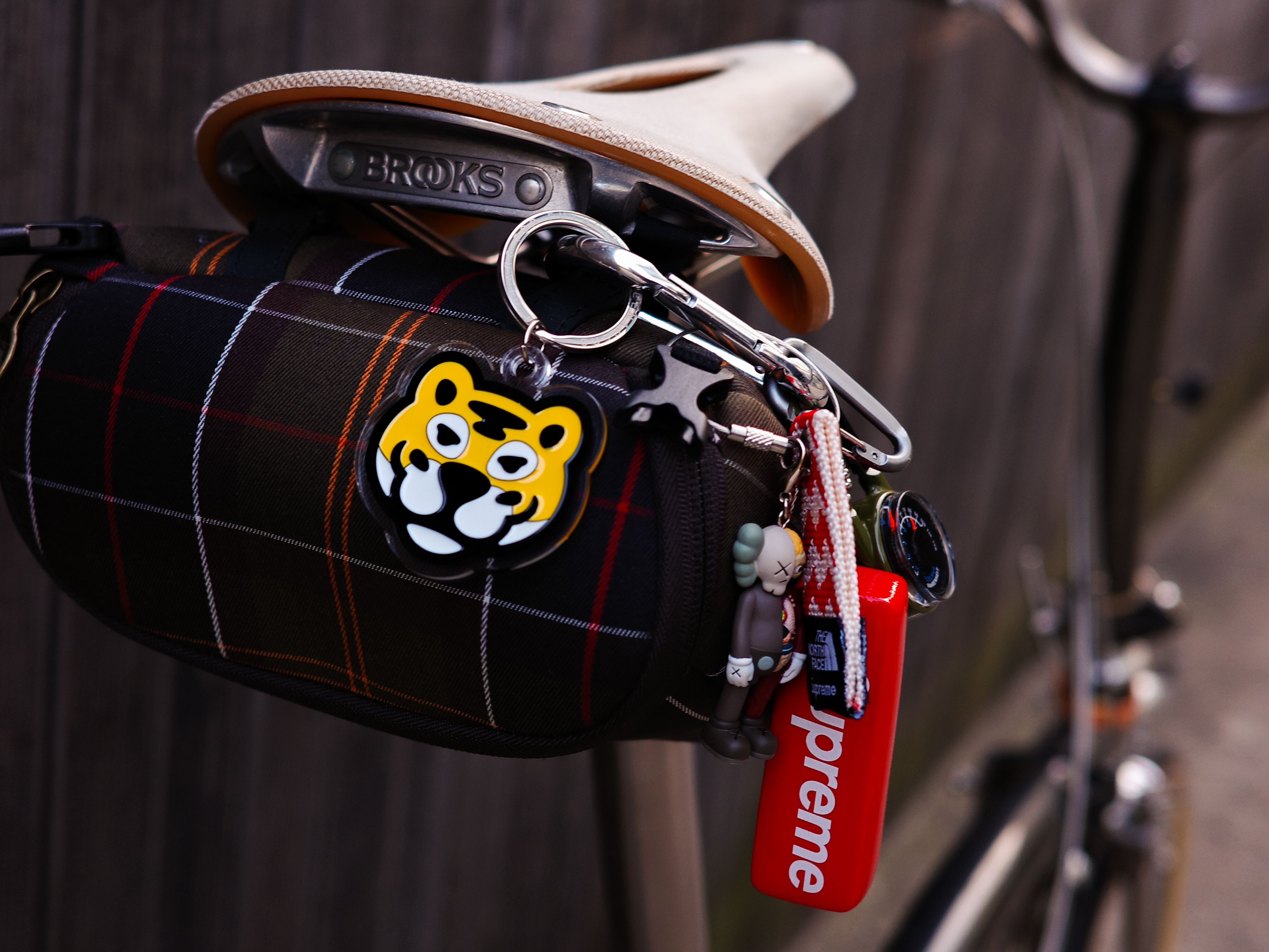 Supreme x The North Face Woven Keychain Red - 22FW, Kaws Tokyo First Companion Flayed Keychain Brown 착용 스타일 - 2