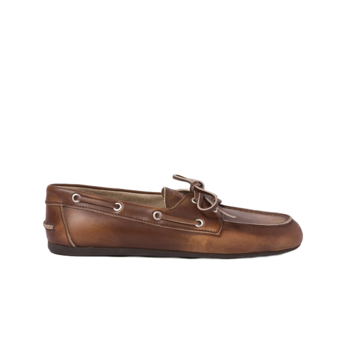 (W) 미우 미우 언라인드 블리치드 레더 로퍼 시에나((W) Miu Miu Unlined Bleached Leather Loafers Sienna) - 1