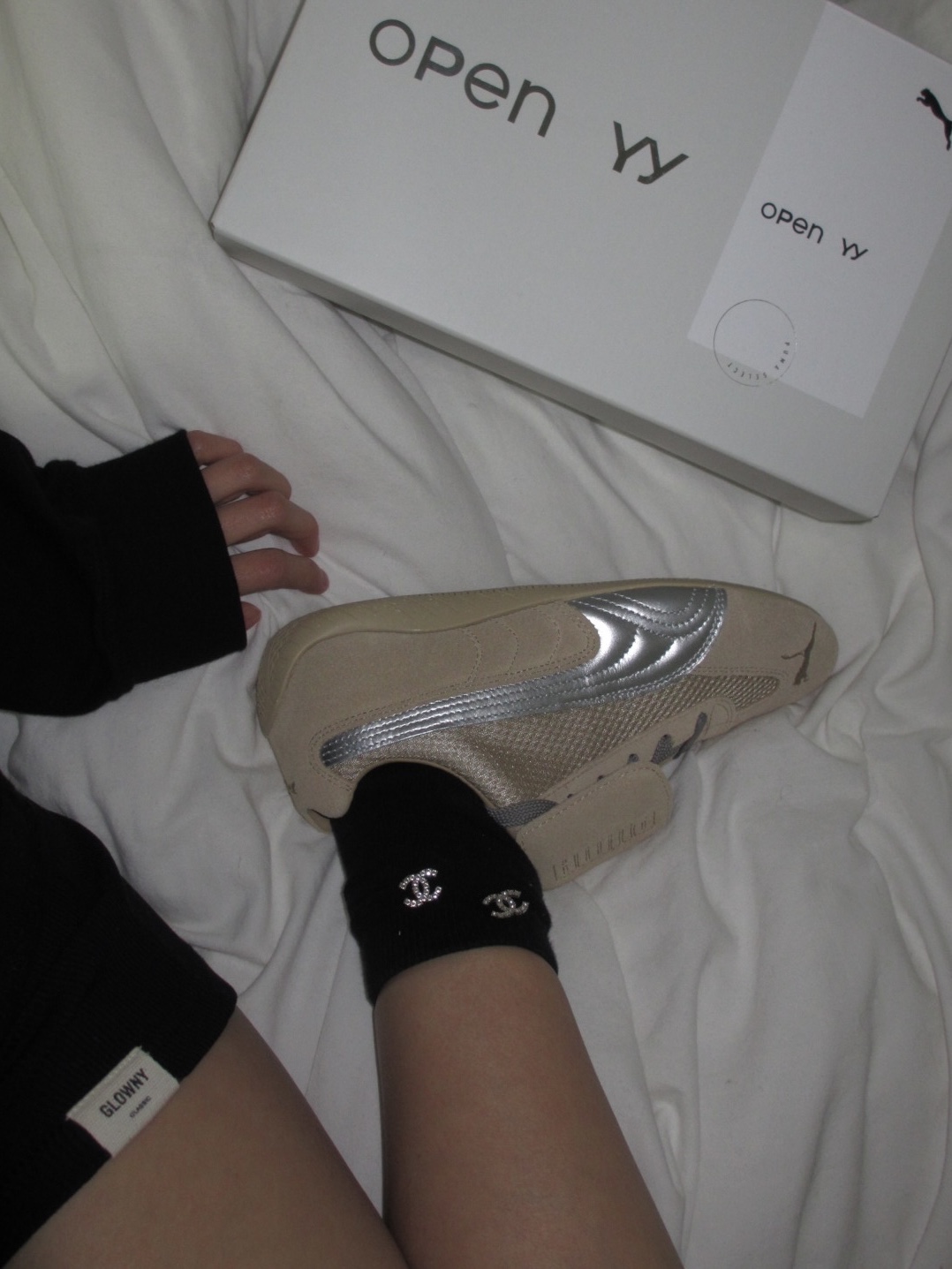 Puma x Open Yy Speedcat Prairie Tan Matte Silver 착용 스타일 - 1