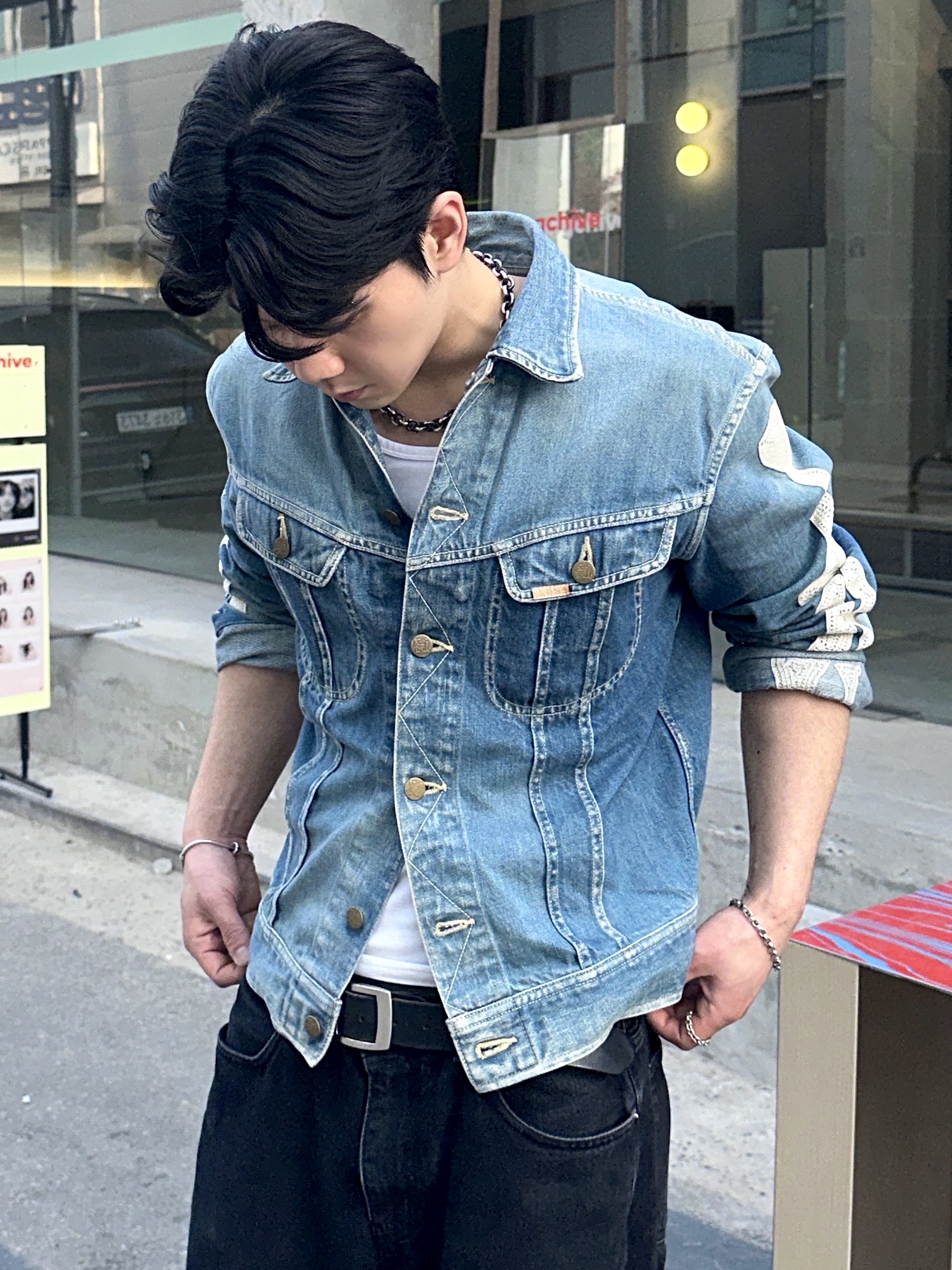 Kapital 11.5 oz. Denim Mexican Tuxedo Westerner Bone Jacket Indigo 착용 스타일 - 2