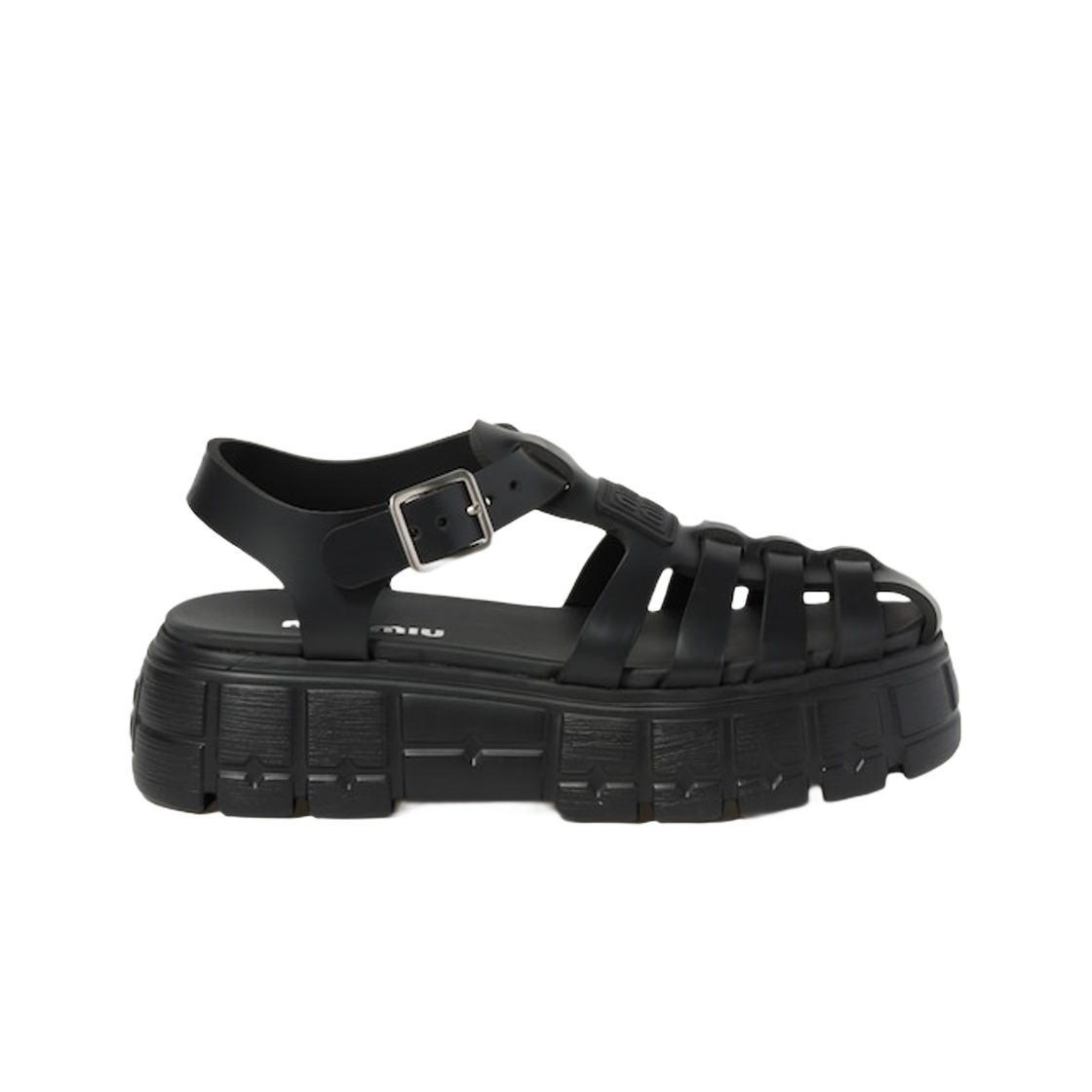 (W) 미우 미우 에바 플랫폼 케이지 샌들 블랙((W) Miu Miu Eva Platform Cage Sandals Black)