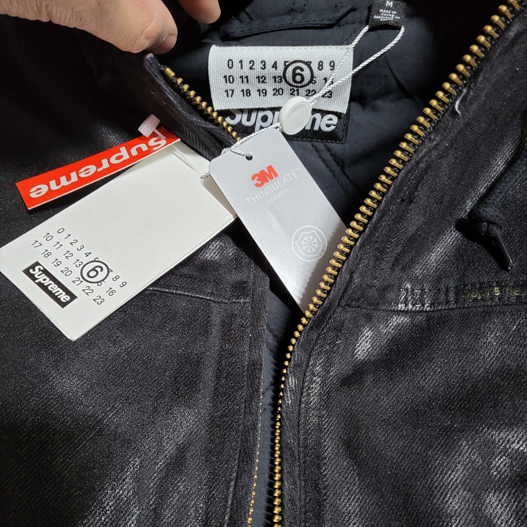 Supreme x MM6 Maison Margiela Foil Hooded Work Jacket Black - 24SS 착용 스타일