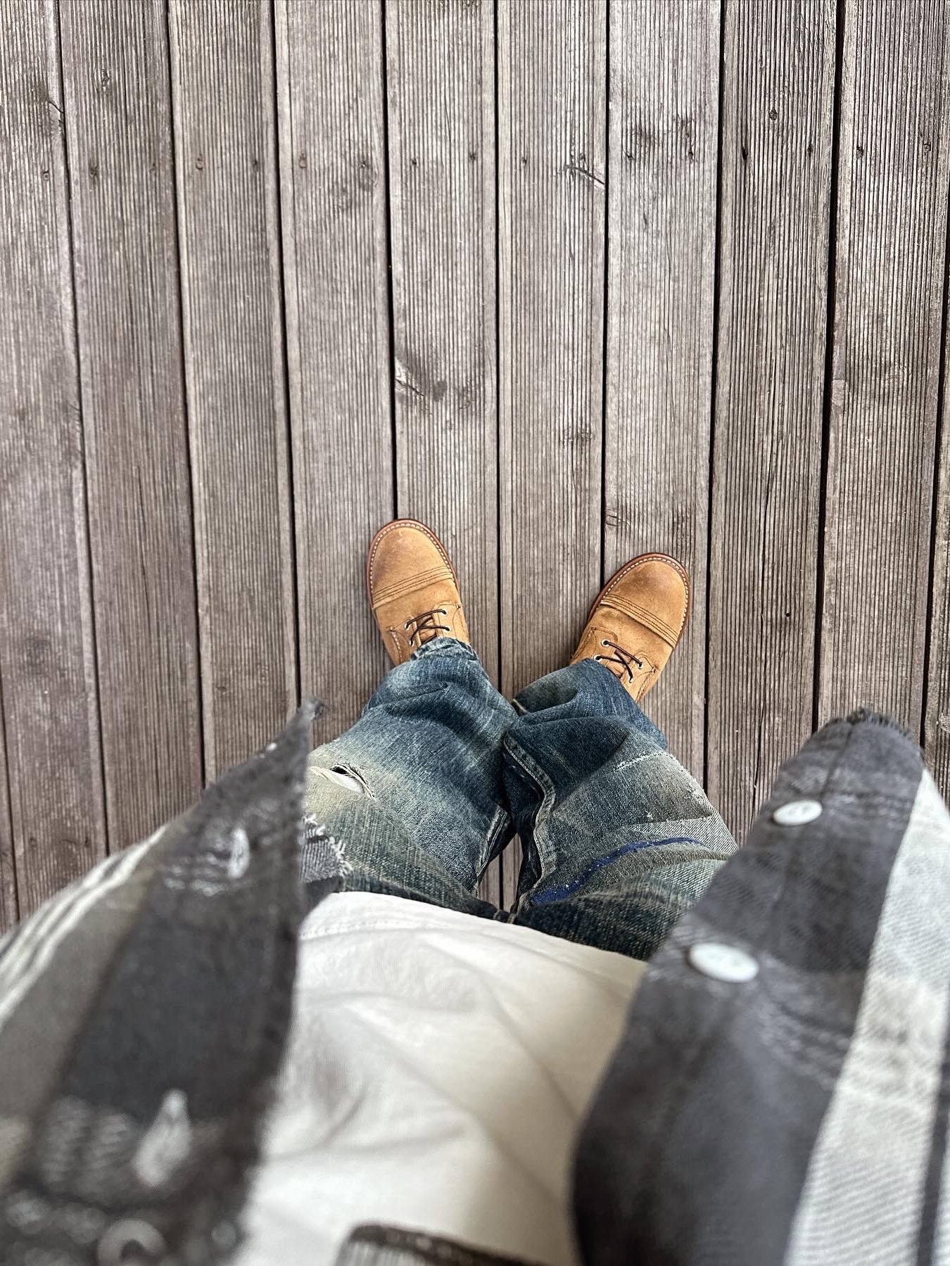 Saint Mxxxxxx SA Flannel Check Shirt Black - 23SS, Red Wing Iron Ranger 8083 Hawthrone Muleskinner - D 착용 스타일 - 3
