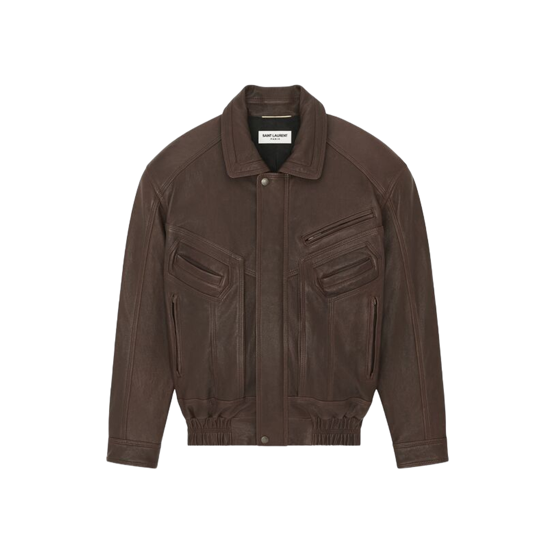 (W) Saint Laurent Jacket In Wrinkled Lambskin Marron Fonce 상세 이미지 1