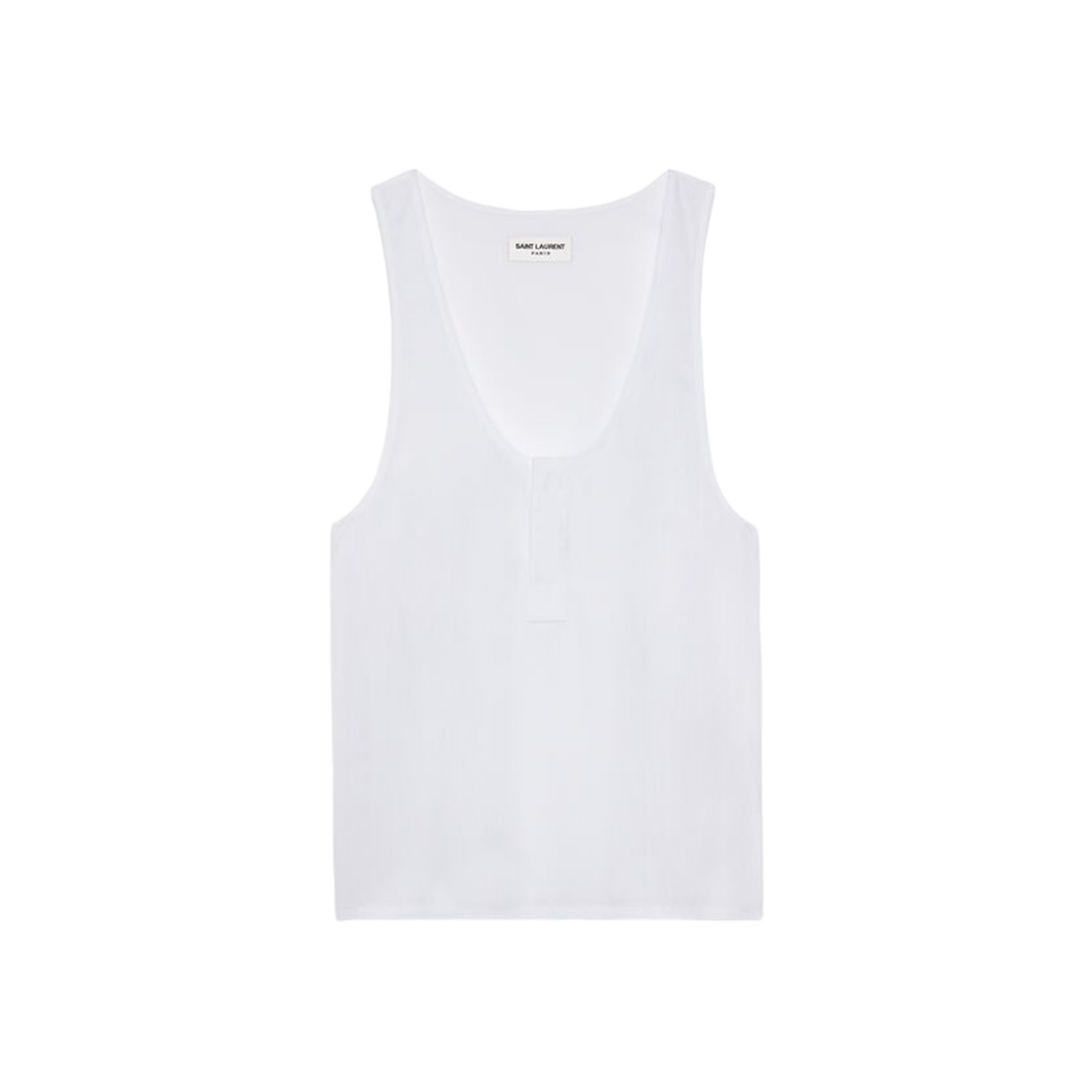 (W) Saint Laurent Henley Tank In Cotton Poplin White 상세 이미지 1