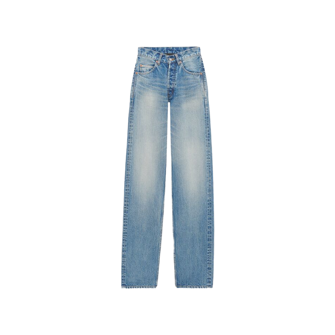 (W) Saint Laurent V-Waist Long Baggy Jeans in Vintage Blue Denim True Vintage Blue 상세 이미지 1