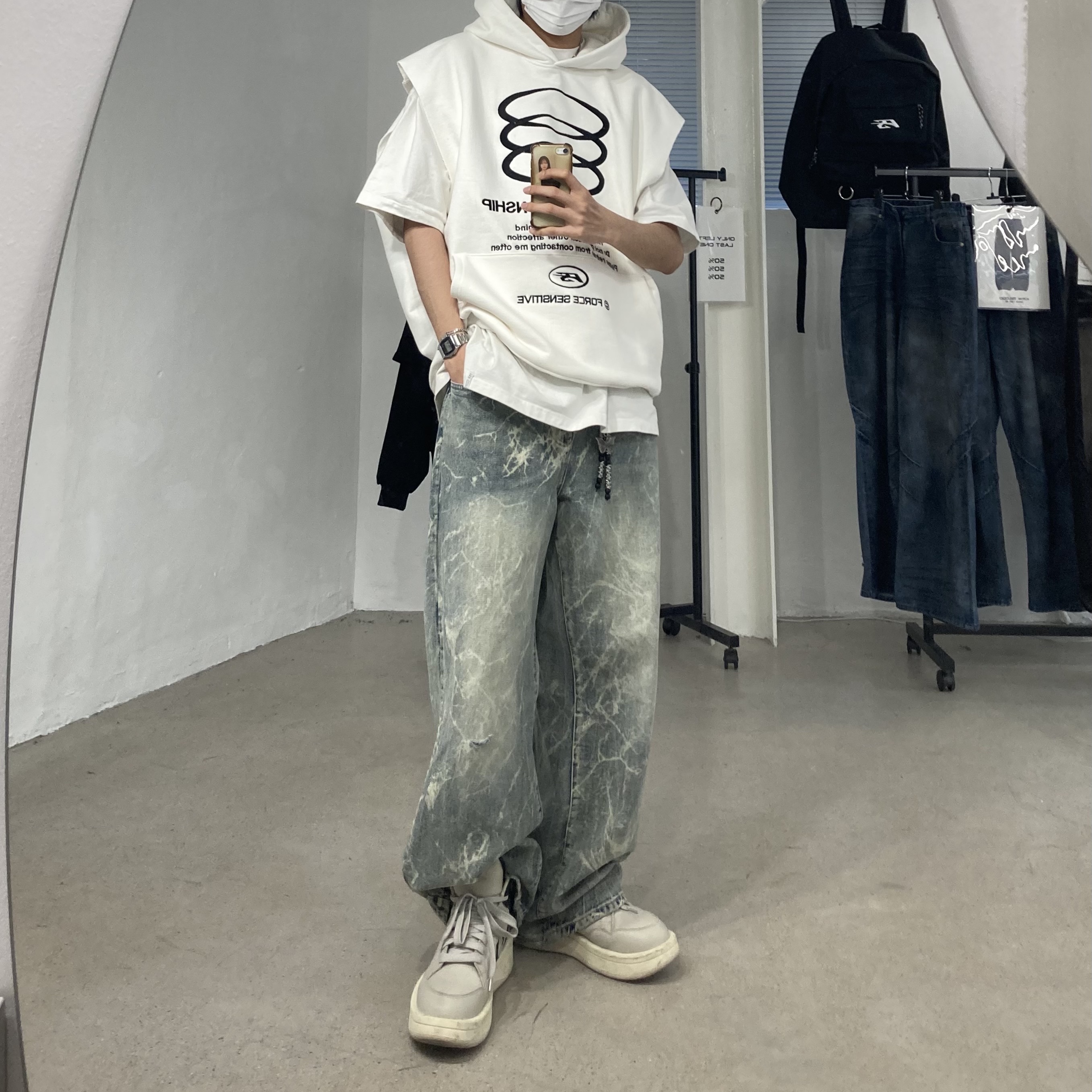Converse x Drkshdw Turbowpn Pelican 착용 스타일