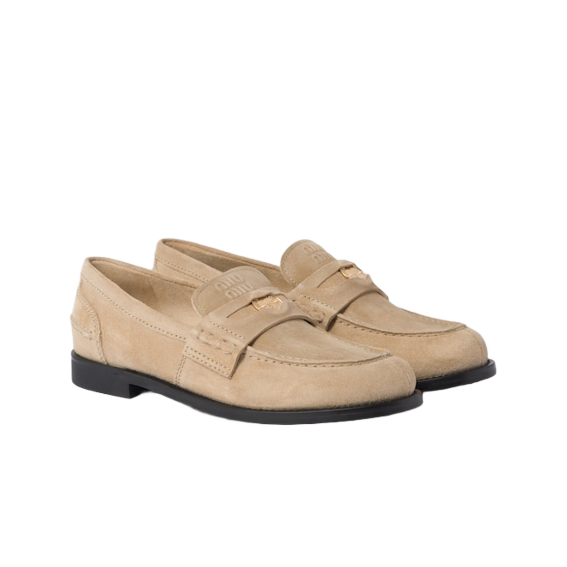 (W) 미우 미우 페이디드 스웨이드 로퍼 에크루((W) Miu Miu Faded Suede Loafers Ecru) - 2