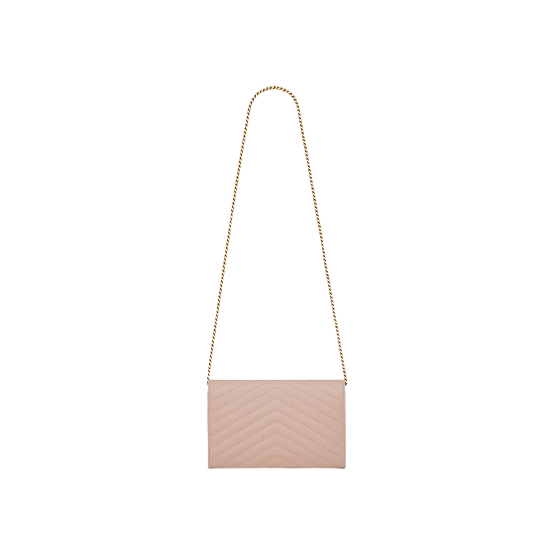 Saint Laurent Classic Cassandre Chain Wallet In Grain De Poudre Leather Pale Pink 상세 이미지 2