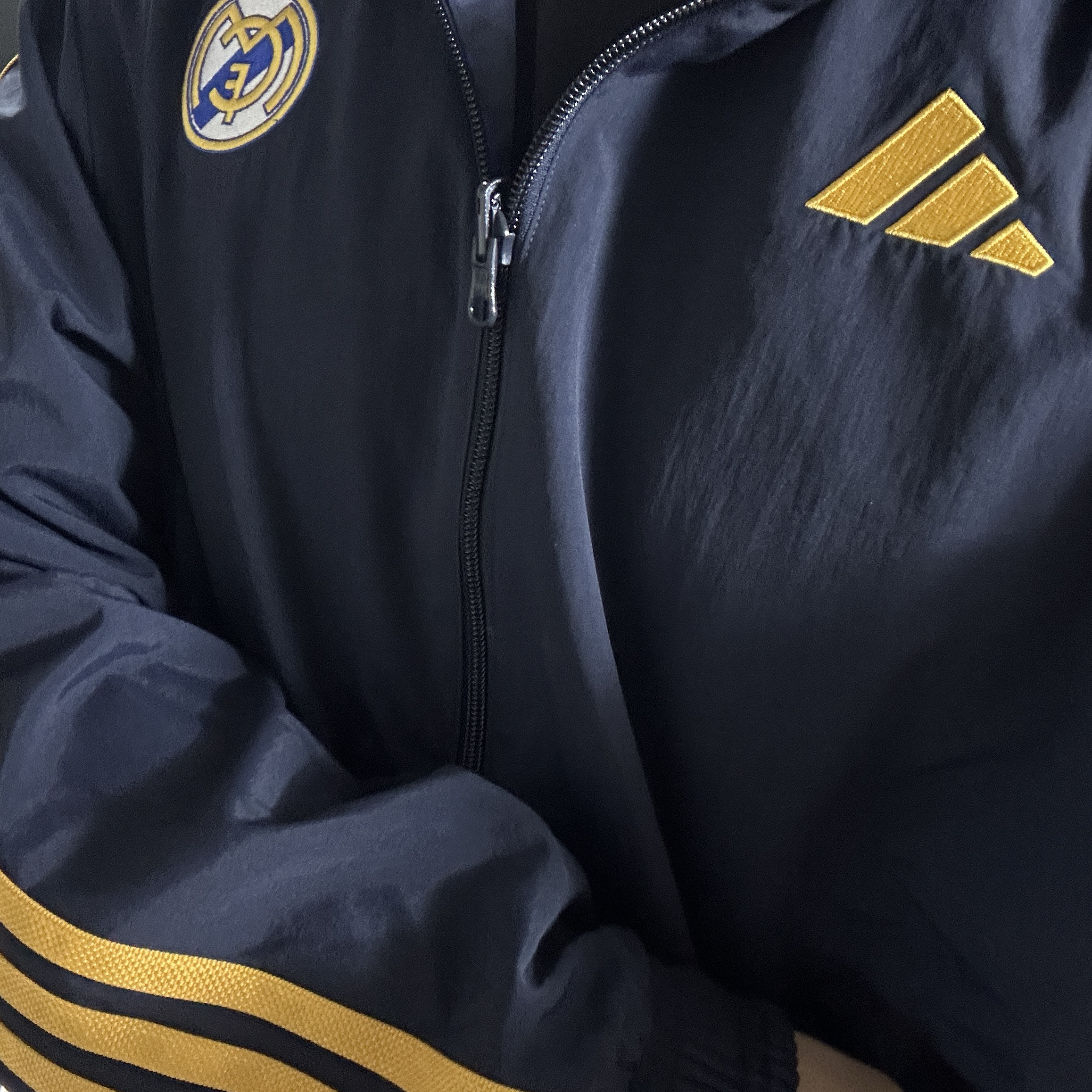 Adidas Real Madrid Anthem Jacket Legend Ink - KR Sizing 착용 스타일