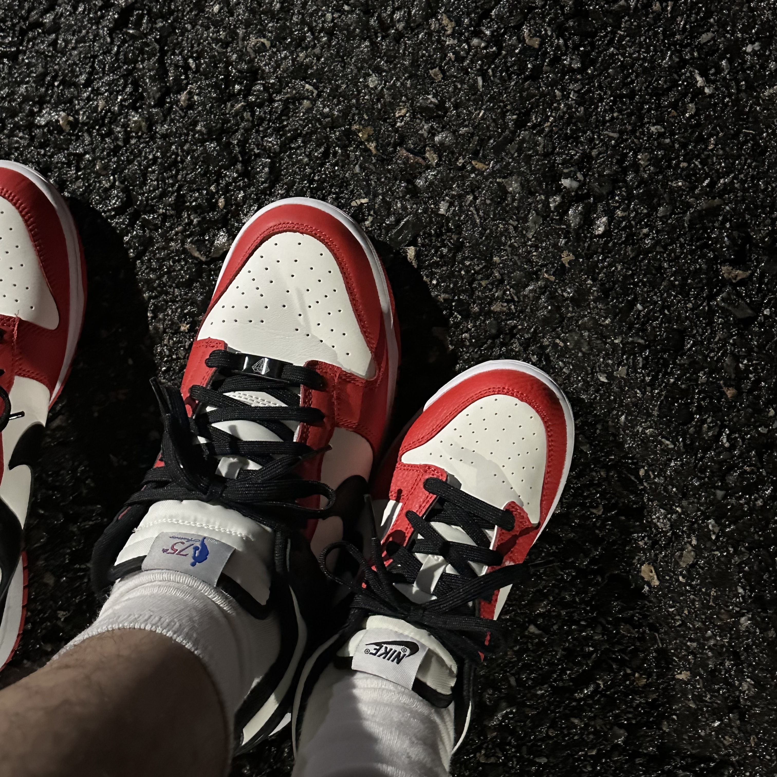 (PS) Nike x NBA Dunk Low Black and Chile Red 착용 스타일