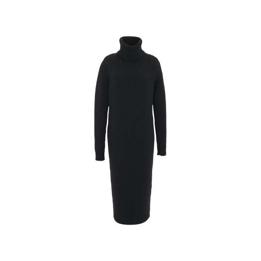 (W) 생로랑 롱 터틀넥 드레스 울 블랙