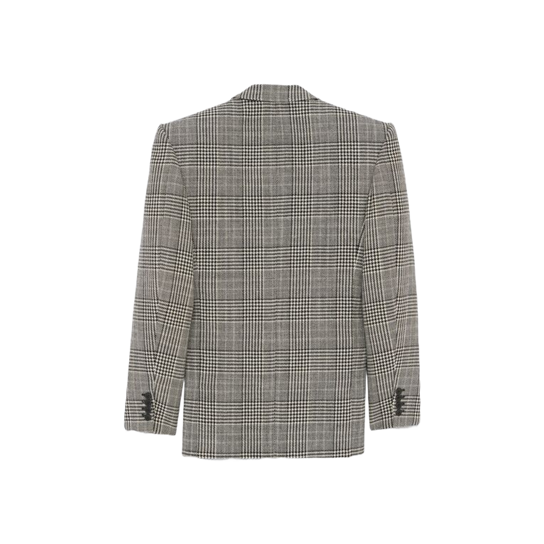 (W) Saint Laurent Oversized Jacket In Prince Of Wales Wool Craie Noir Gris 상세 이미지 3