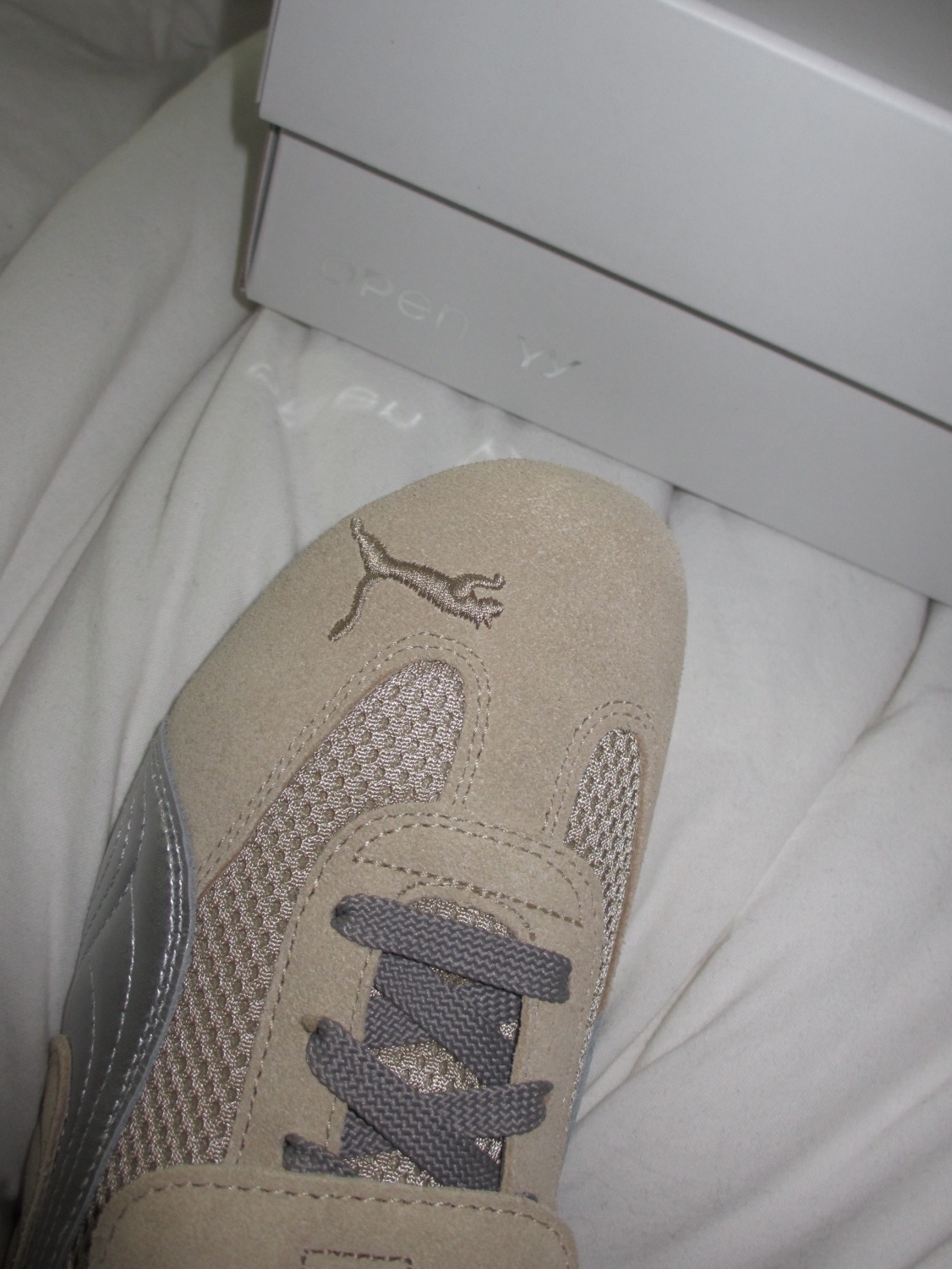 Puma x Open Yy Speedcat Prairie Tan Matte Silver 착용 스타일 - 3