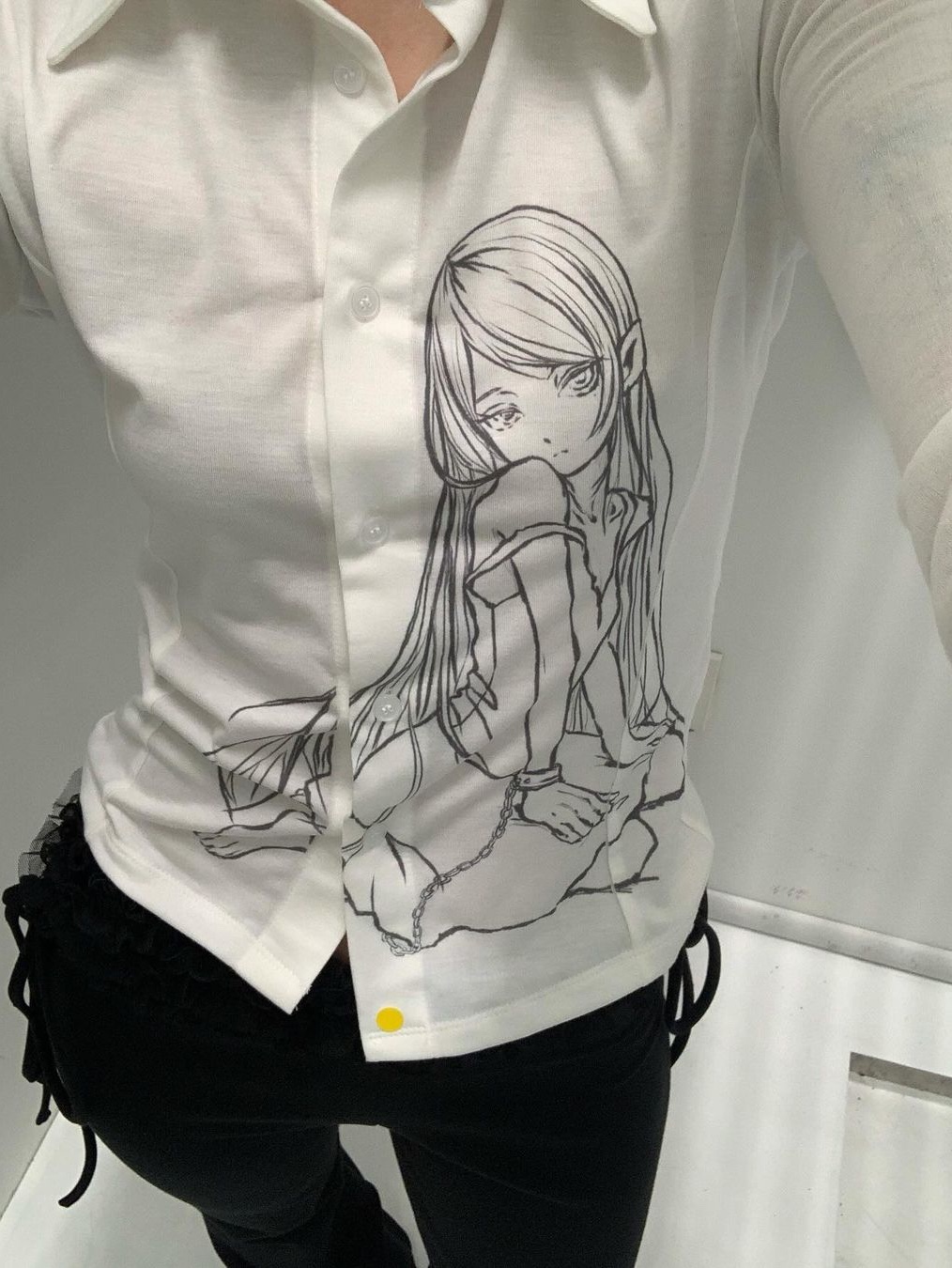 [KREAM 단독] Bonnae Women Three-quarter sleeve shirt White 착용 스타일