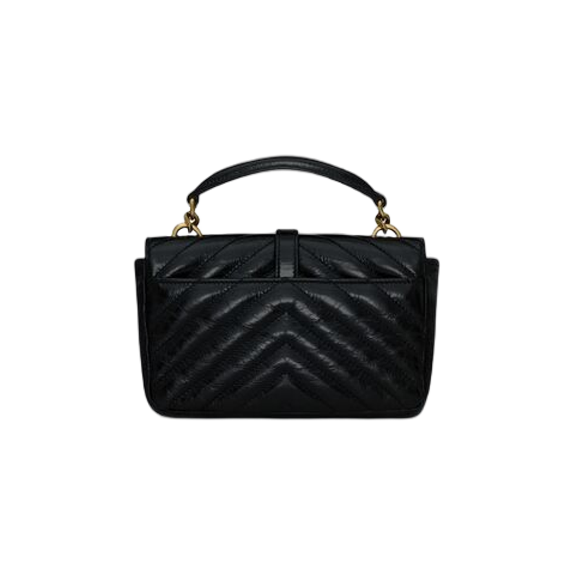 Saint Laurent College Mini Chain Bag in Shiny Crackled Leather Black 상세 이미지 2