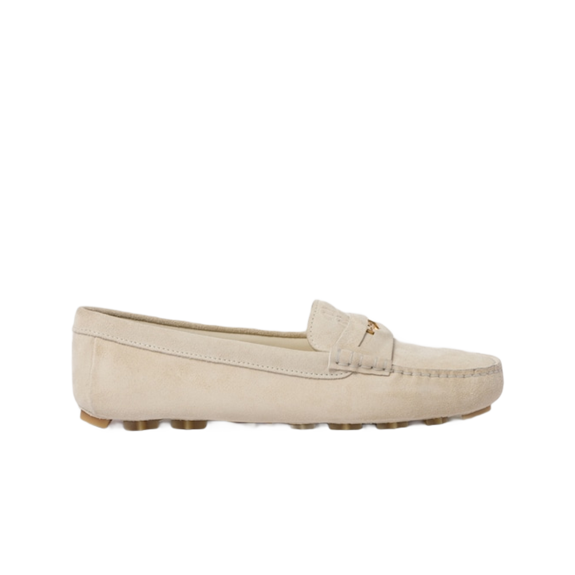 5DD022-054-F0354 (W) Miu Miu Suede Driving Shoes Chalk