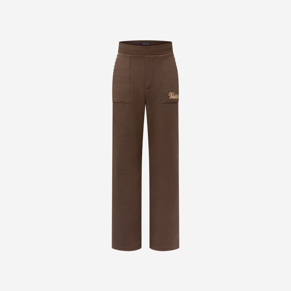 Louis Vuitton Embroidered Cotton Drawstring Pants Chocolate Plum 상세 이미지 1