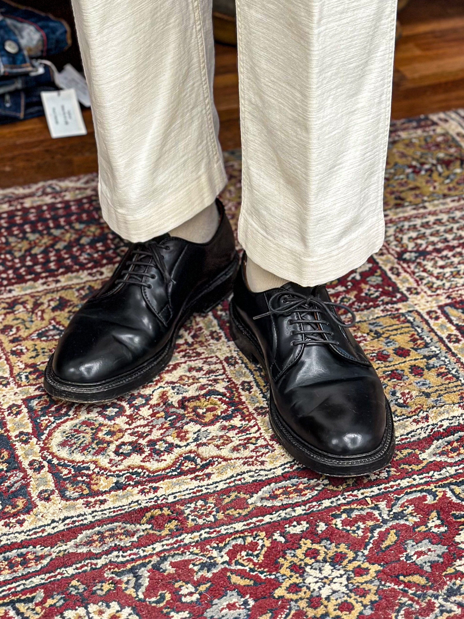 Alden 9901 Cordovan Plain Toe Blucher Oxford Black - D 착용 스타일 - 4