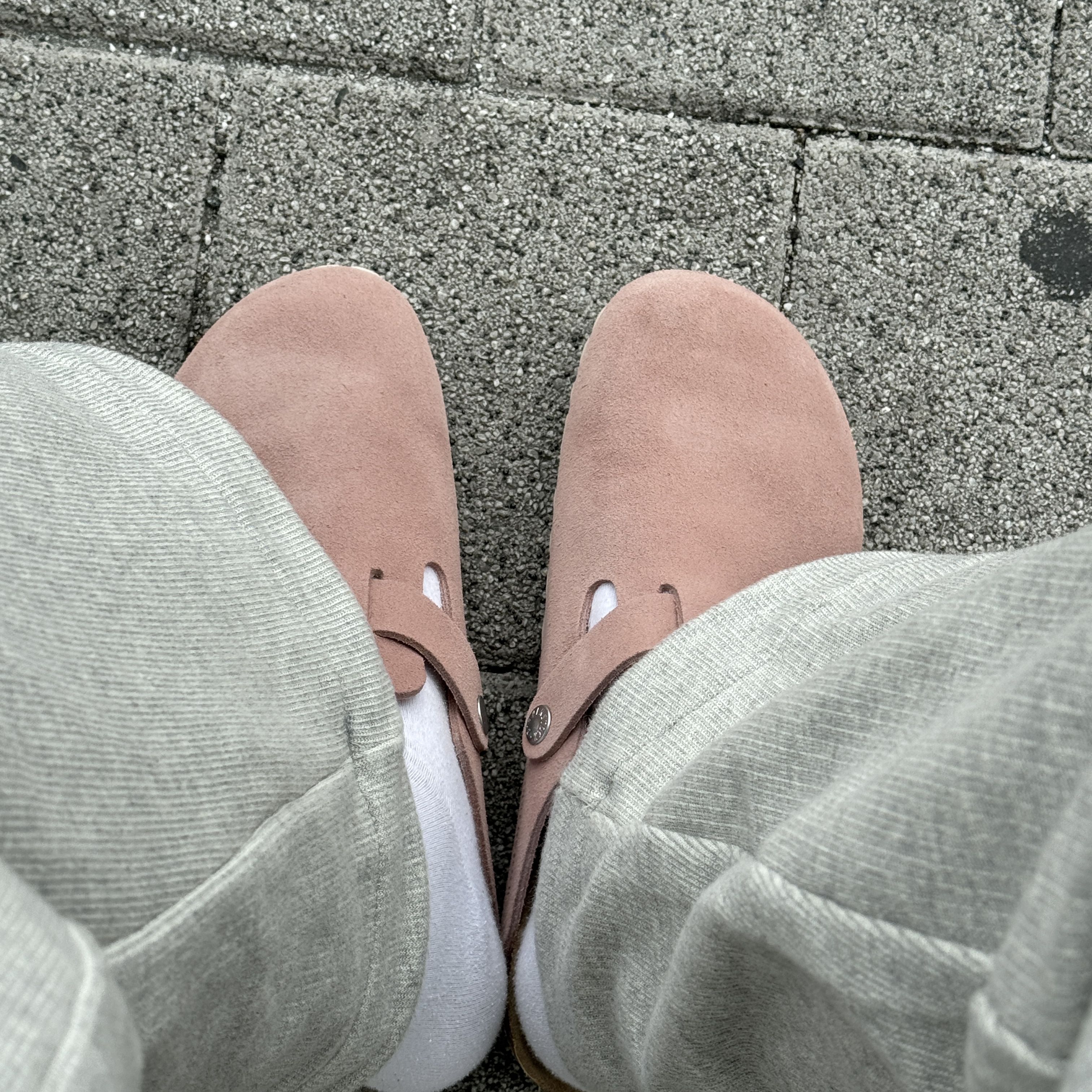 (W) Birkenstock Boston Soft Footbed Suede Leather Pink Clay - Narrow 착용 스타일 - 2