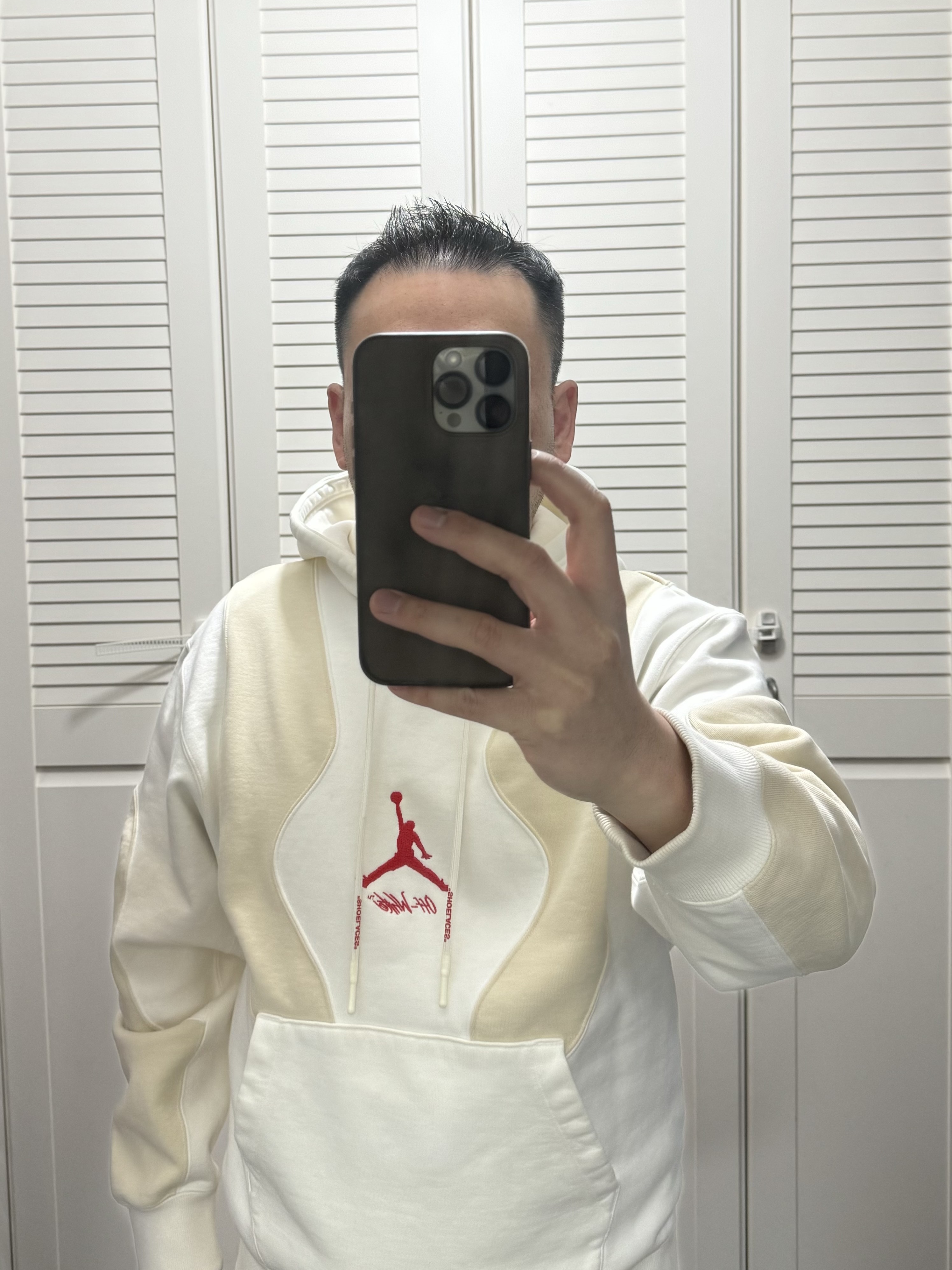 Jordan x Off-White Fleece Pullover Hoodie Sail - Asia 착용 스타일