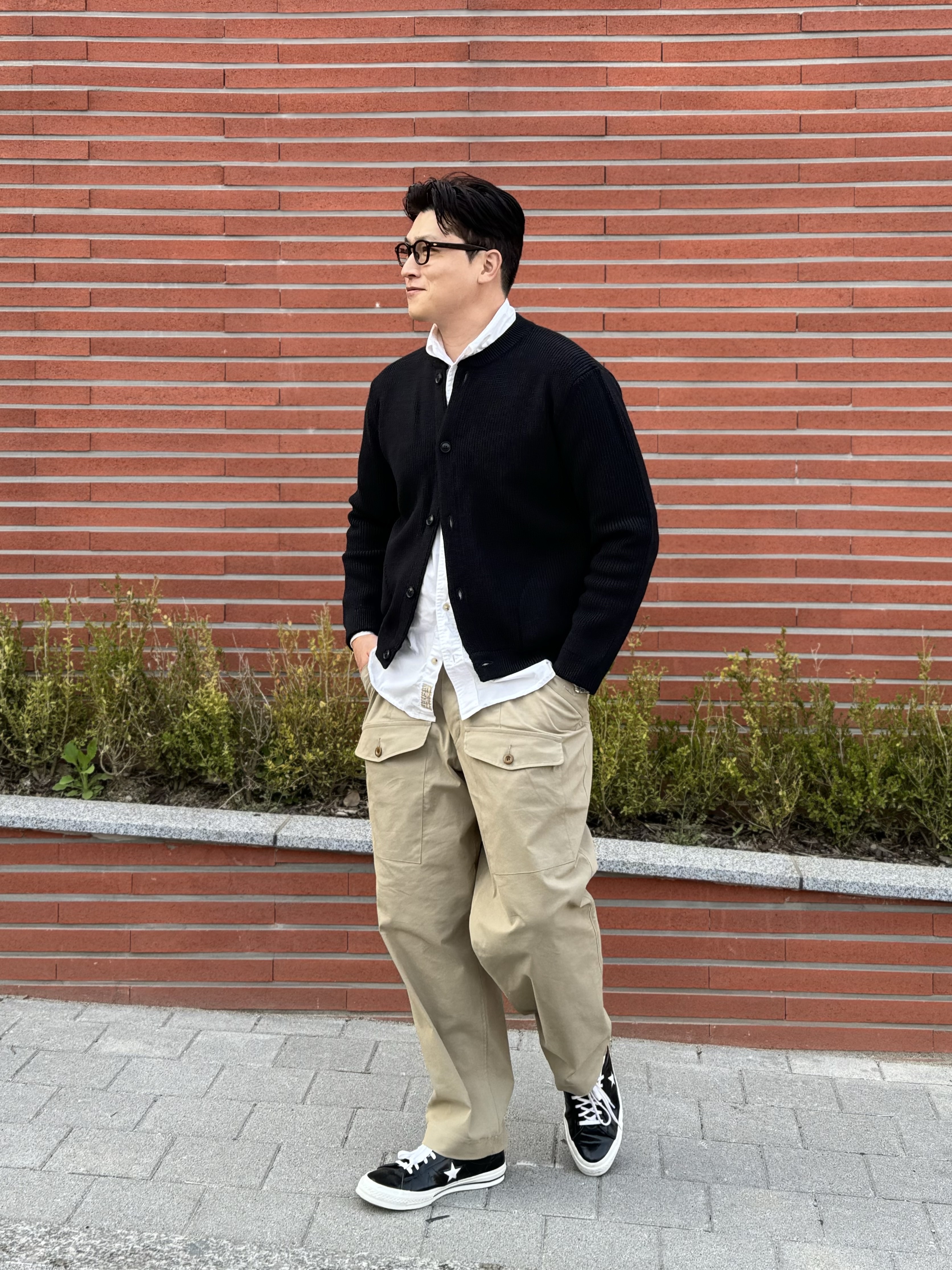 Andersen Andersen Skipper Jacket Black, Converse One Star Ox HanByeol Black 착용 스타일 - 2