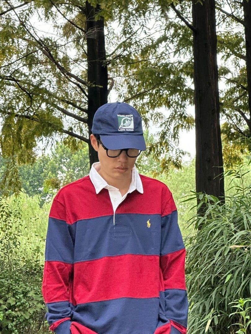 Polo Ralph Lauren Classic Fit Stripe Jersey Rugby Shirt Navy, Polo Ralph Lauren Classic Fit Stripe Jersey Rugby Shirt Blue 착용 스타일 - 5