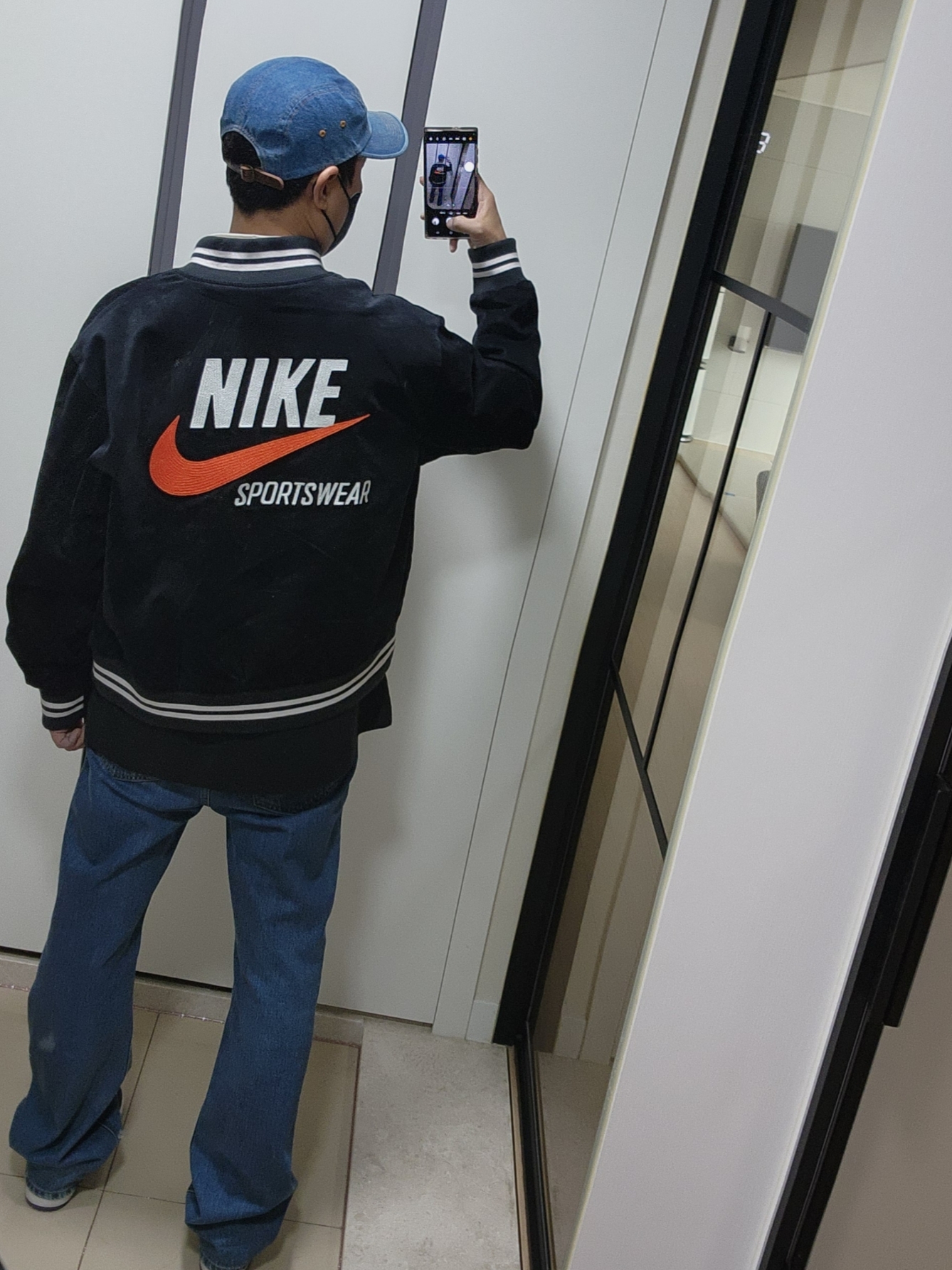 Nike NSW Trend Bomber Jacket Black - Asia, Supreme Washed Chino Twill Camp Cap Denim - 22FW 착용 스타일 - 1