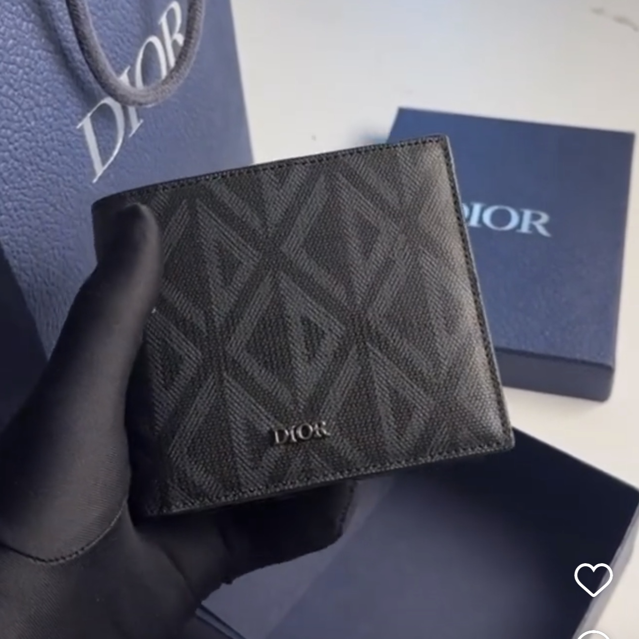 Dior Wallet Galaxy Leather Black Dior Oblique 착용 스타일