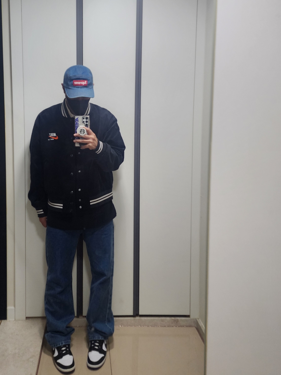 Nike NSW Trend Bomber Jacket Black - Asia, Supreme Washed Chino Twill Camp Cap Denim - 22FW 착용 스타일 - 2