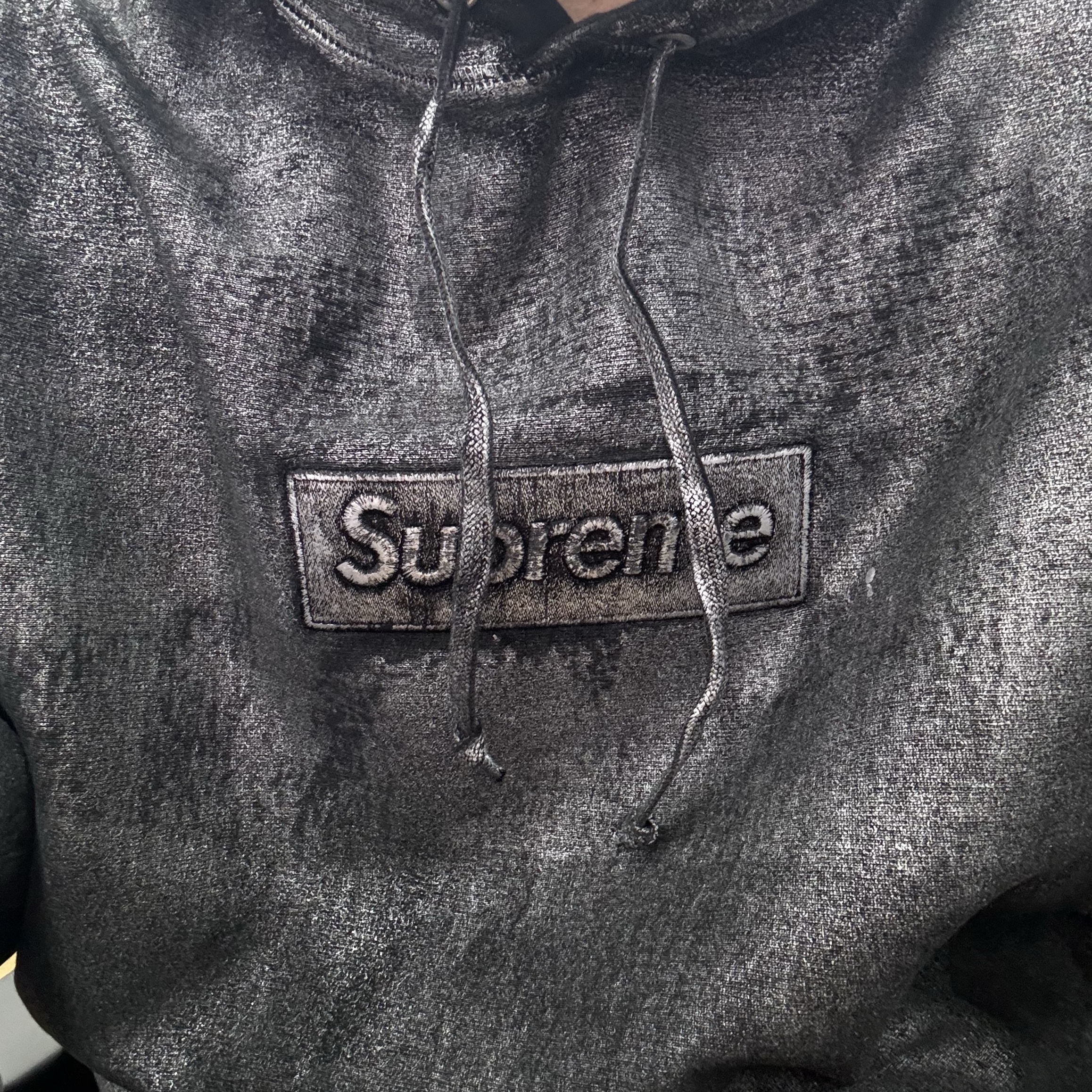 Supreme x MM6 Maison Margiela Foil Box Logo Hooded Sweatshirt Black - 24SS 착용 스타일