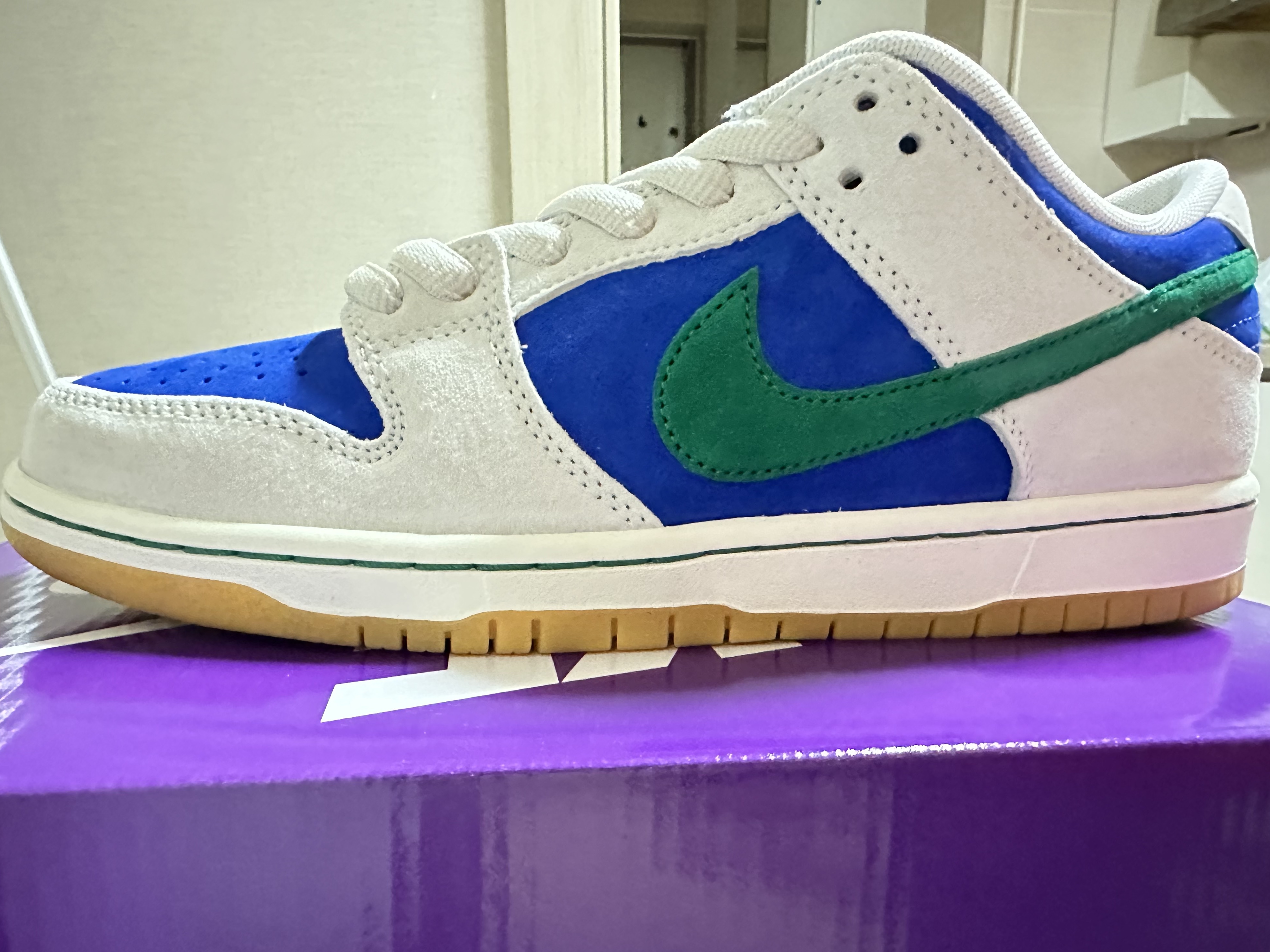 Nike SB Dunk Low Pro Phantom and Hyper Royal 착용 스타일