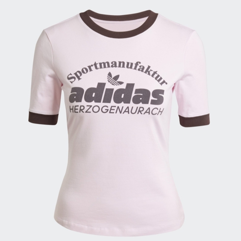 (W) Adidas Retro Graphic T-Shirt Pink - KR Sizing 착용 스타일 - 2