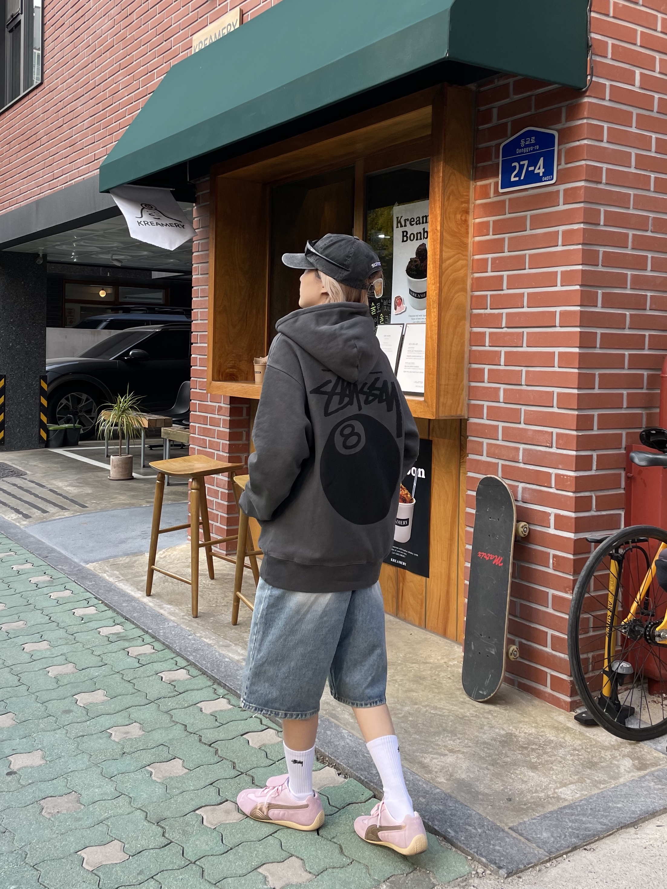 Puma x Open Yy Speedcat Whisp of Pink Chamomile, Stussy 8 Ball Pigment Dyed Zip Hoodie Black 착용 스타일 - 2