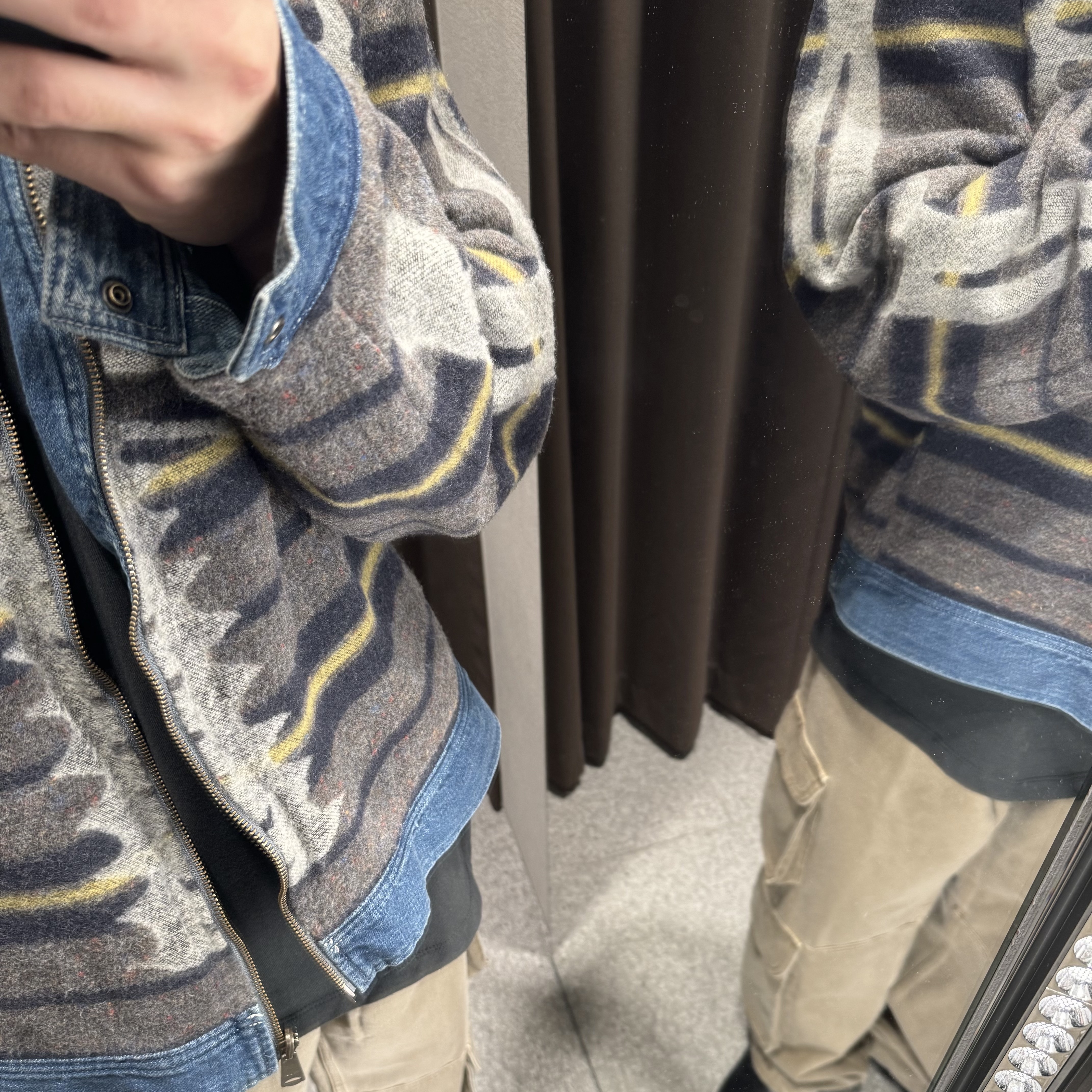 Kapital 11.5 oz. Denim Bone Lining Reversible Zip Up Work Jacket Indigo 착용 스타일