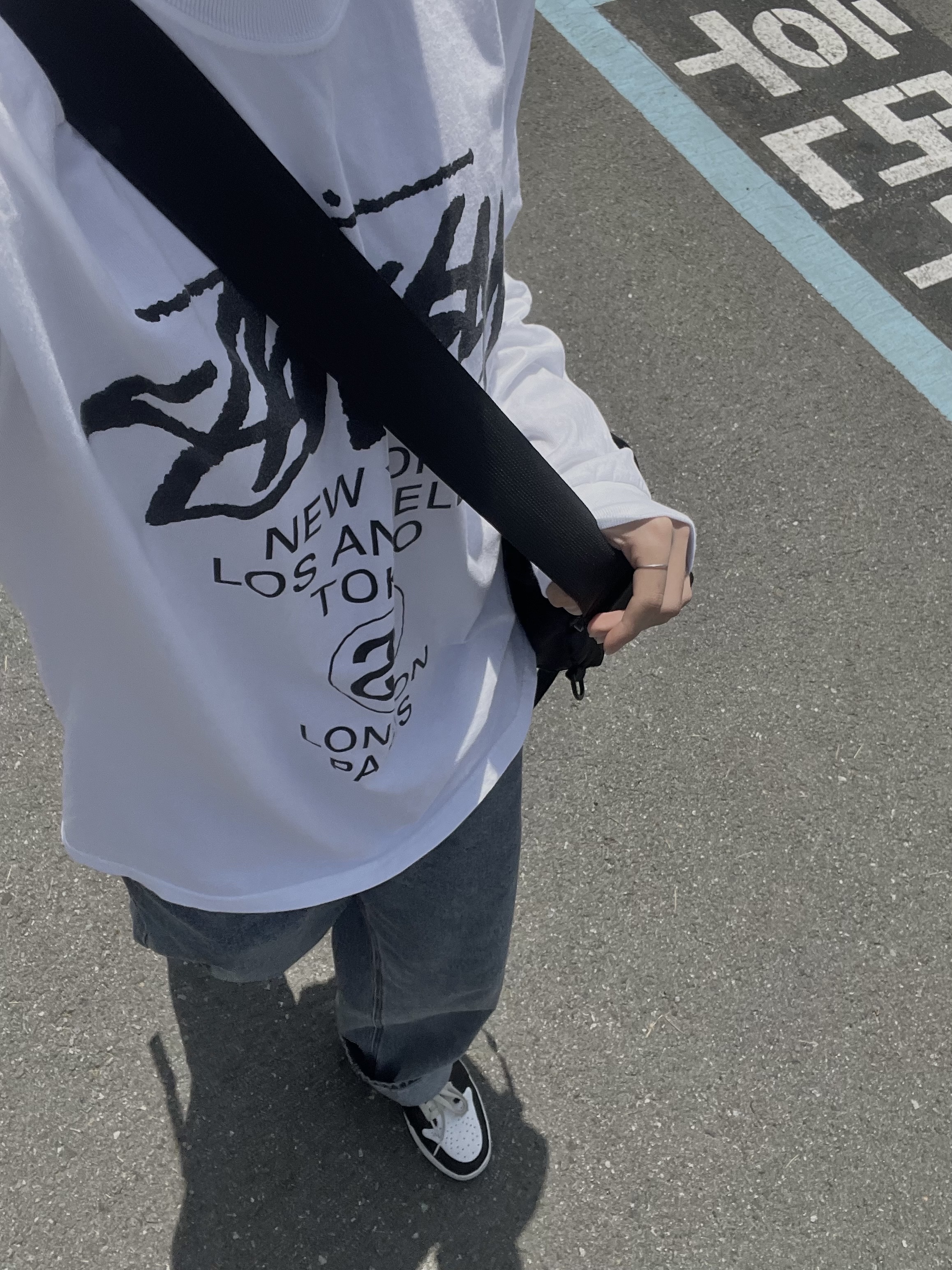 Stussy World Tour LS T-Shirt White 착용 스타일