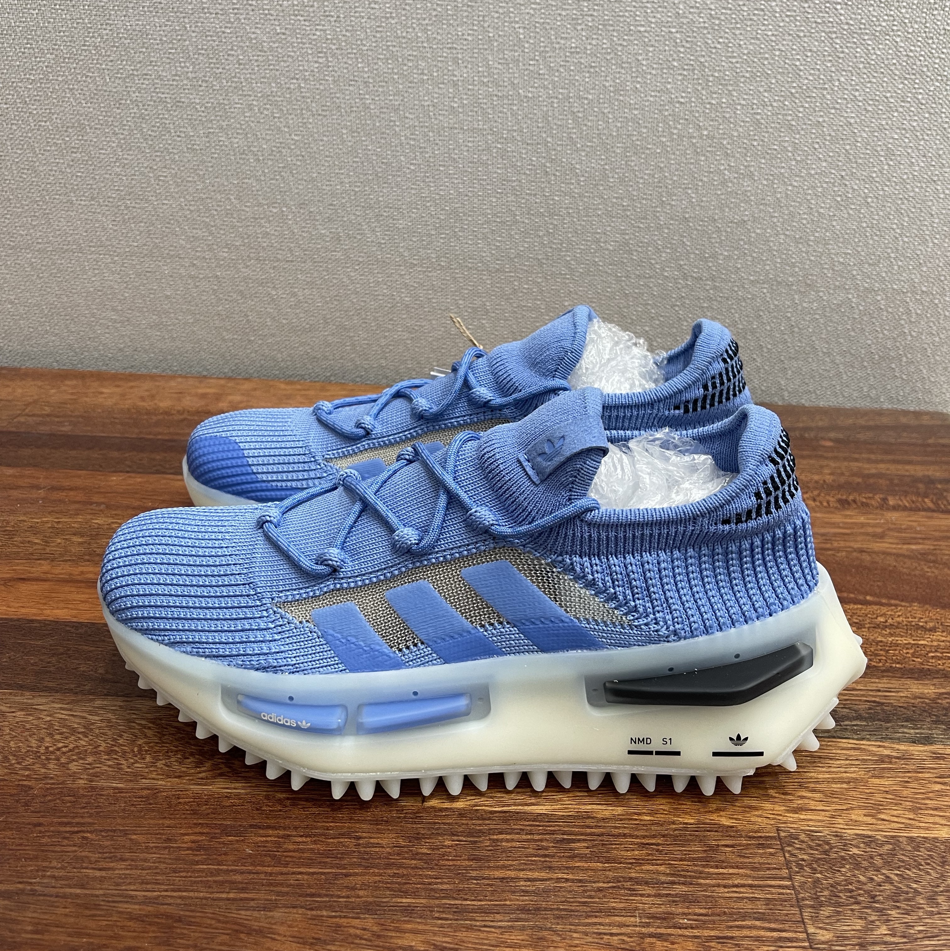 (W) Adidas NMD S1 Blue Fusion Off White 착용 스타일 - 1