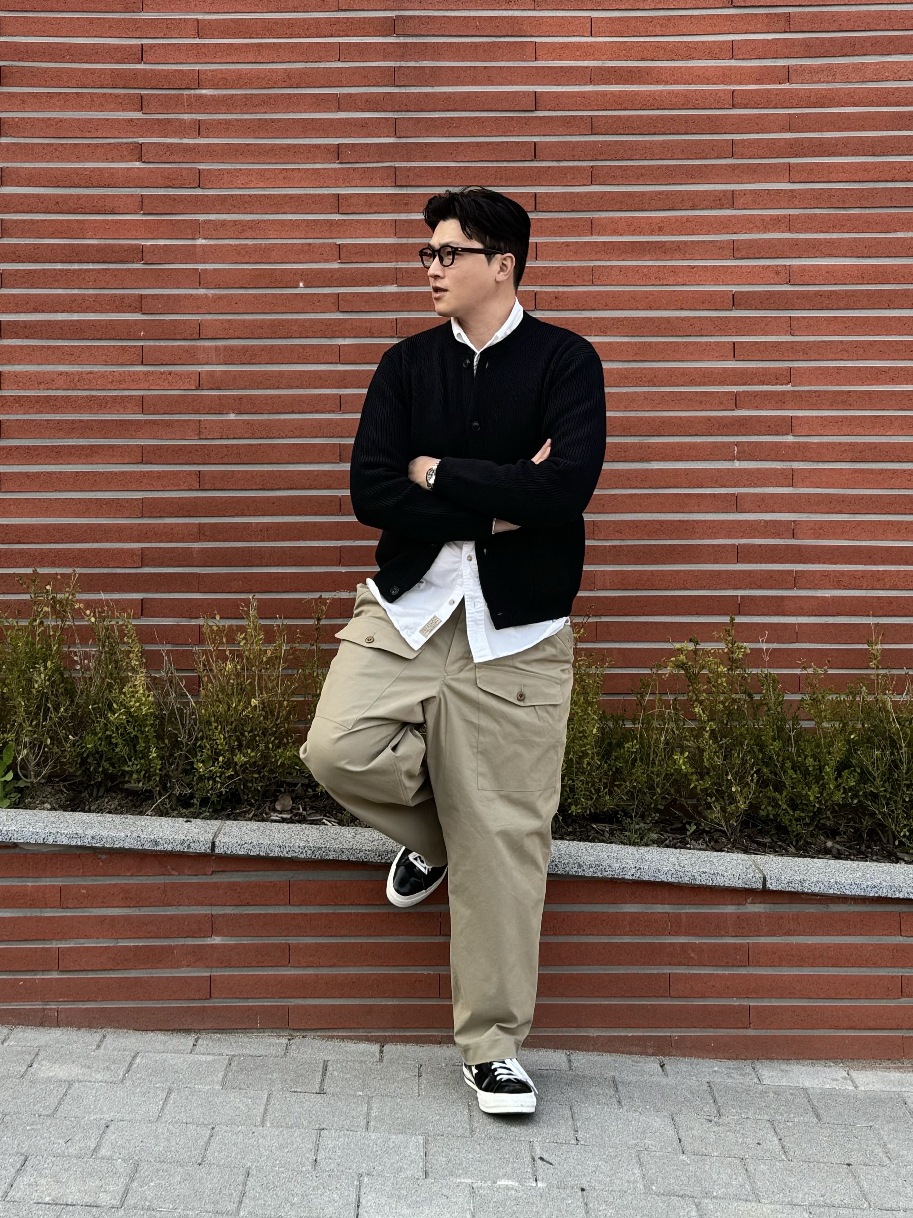 Andersen Andersen Skipper Jacket Black, Converse One Star Ox HanByeol Black 착용 스타일 - 1
