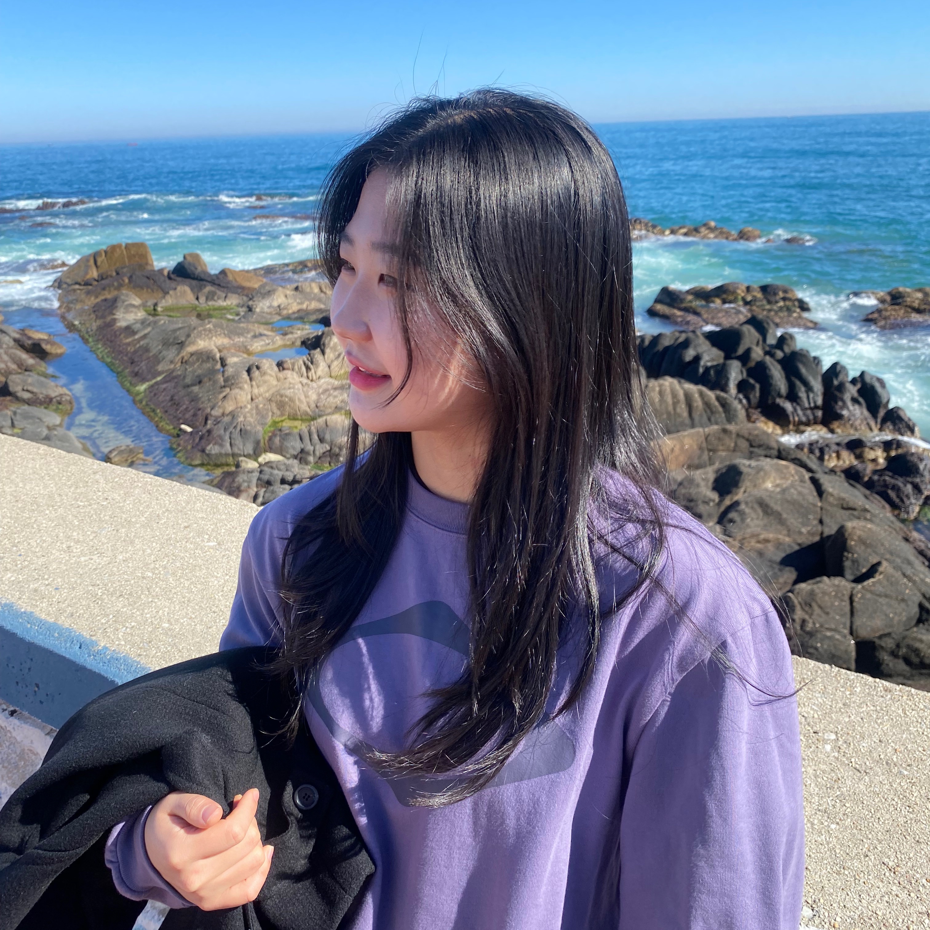 Mischief Rhombus Long Sleeve Purple 착용 스타일