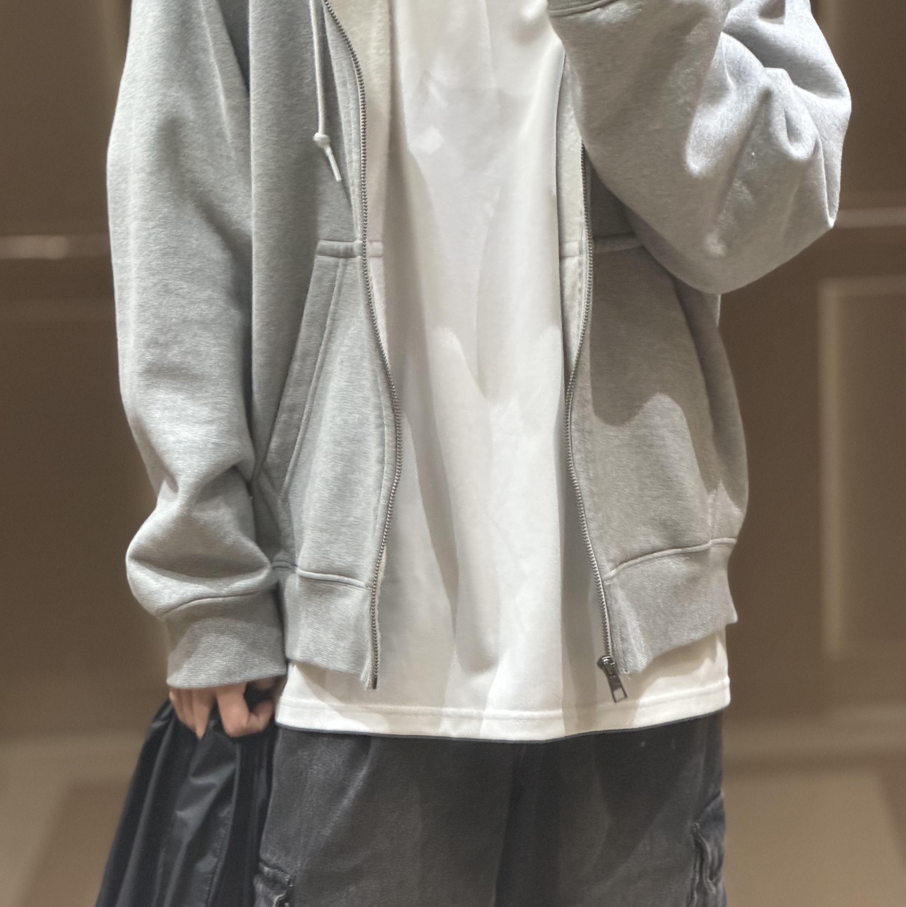 Nike NRG Solo Swoosh Full Zip Hoodie Dark Grey Heather - Asia 착용 스타일