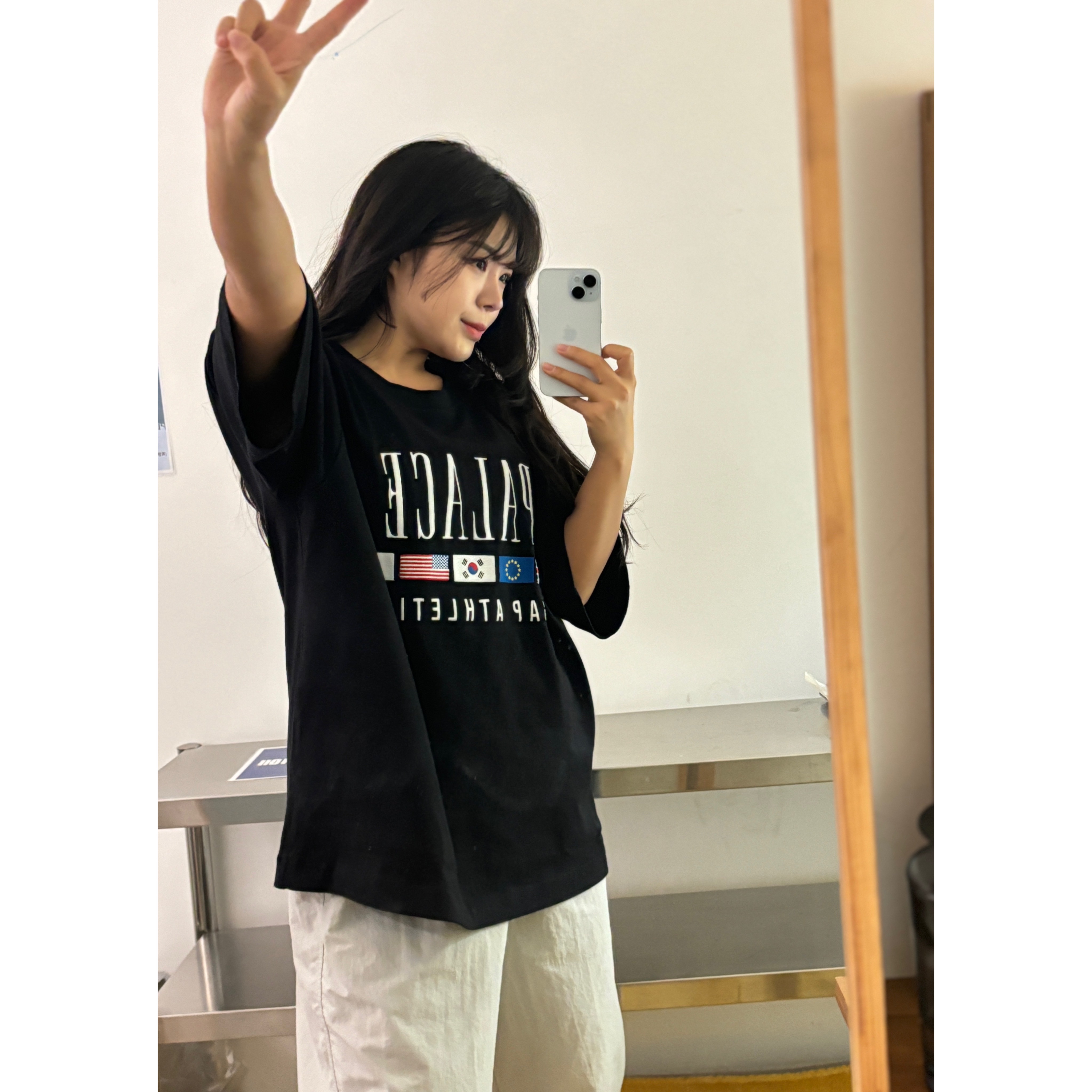 Palace x Gap Heavy Jersey T-Shirt Black - 24SS 착용 스타일 - 2