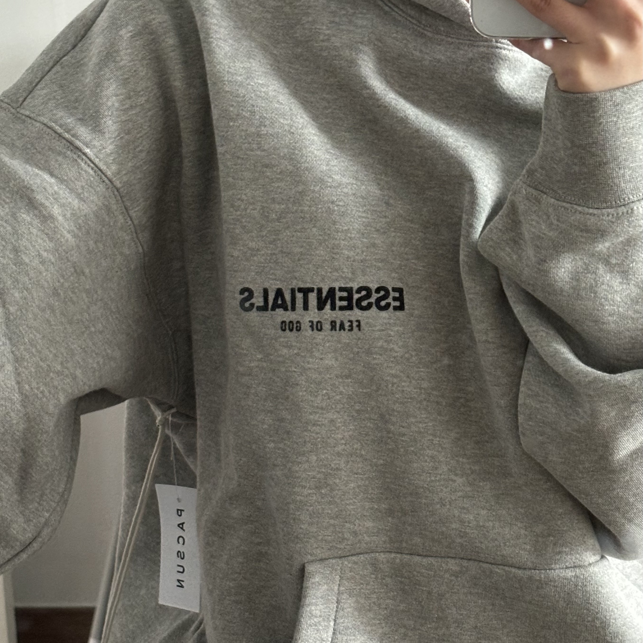 Essentials The Core Collection Hoodie Dark Oatmeal 착용 스타일