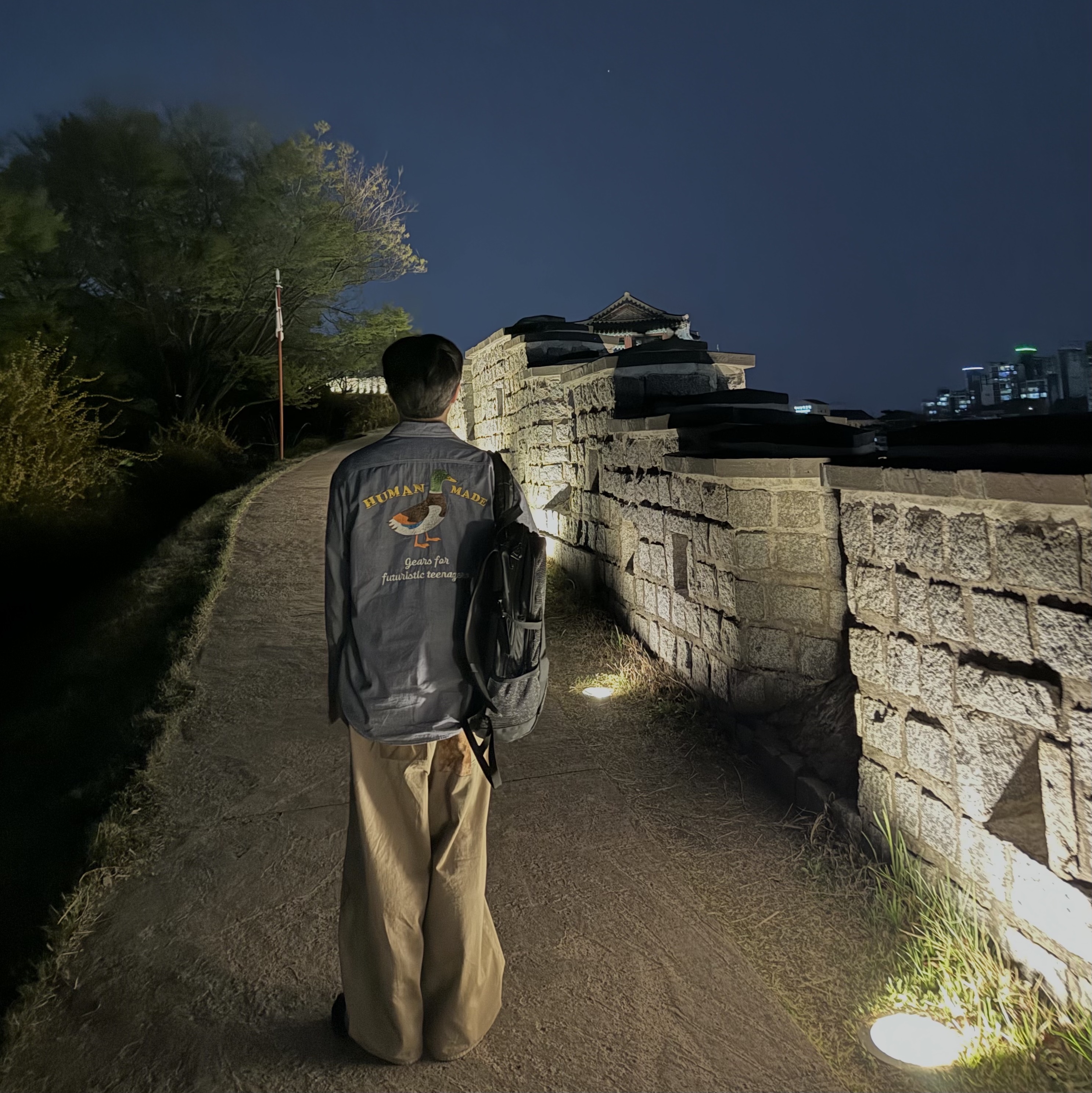 Human Made Chambray L/S Shirt Purple, Supreme Backpack Black - 20SS 착용 스타일