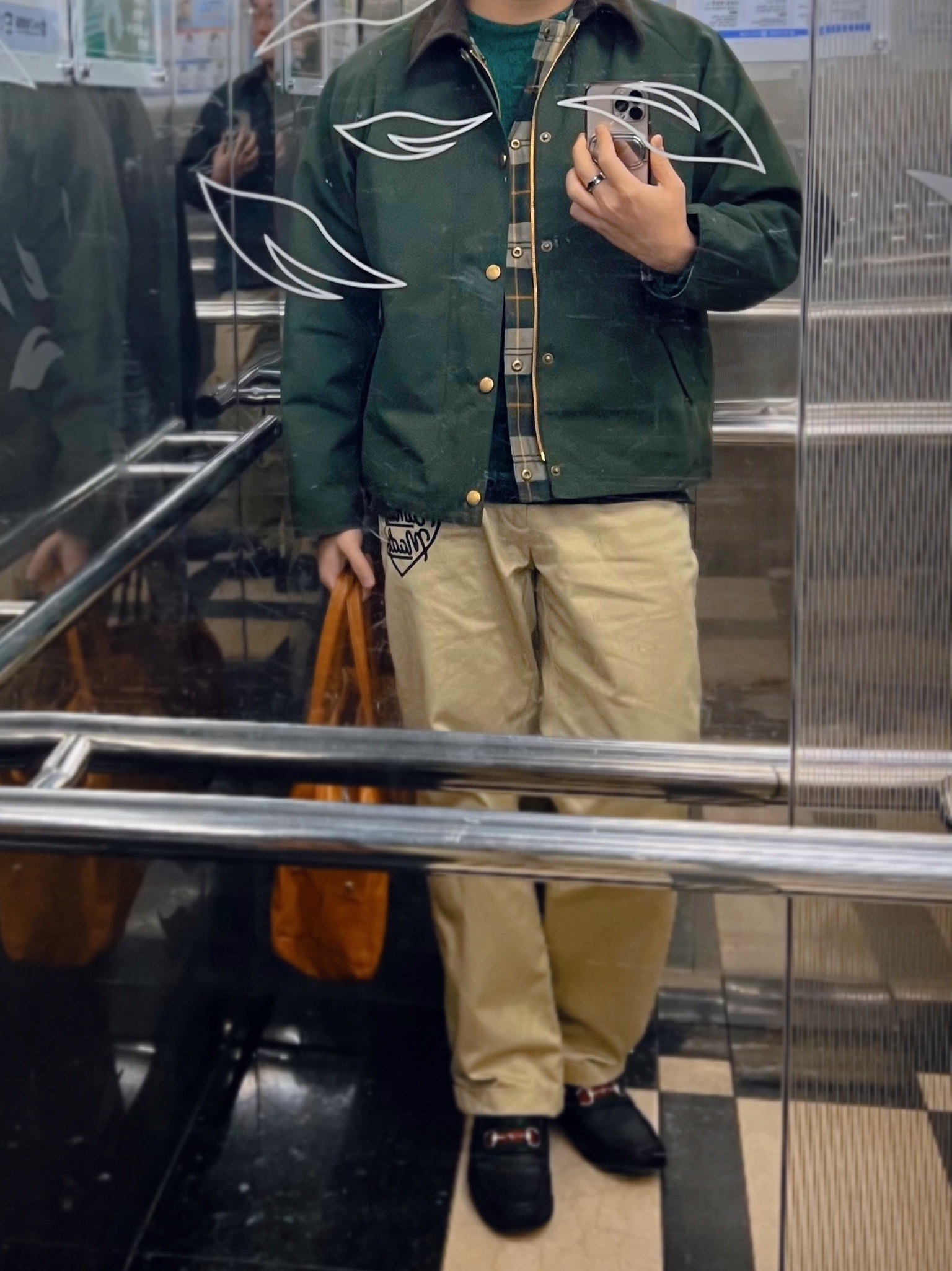 Human Made Crazy Coverall Jacket #1 Olivedrab, Human Made Boston Bag Black 착용 스타일 - 2