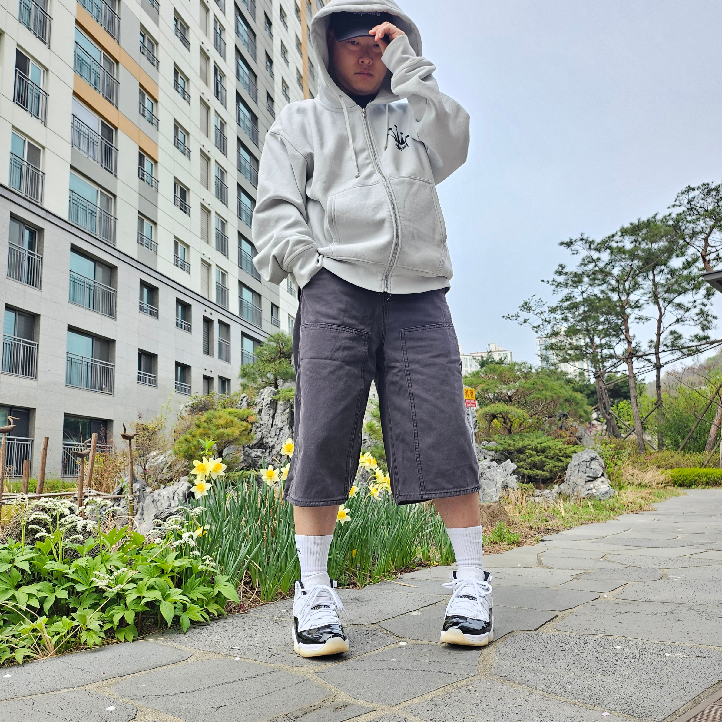Supreme Washed Chino Twill Camp Cap Denim - 23FW, Stussy Regal Crown Zip Hoodie Fog 착용 스타일 - 1