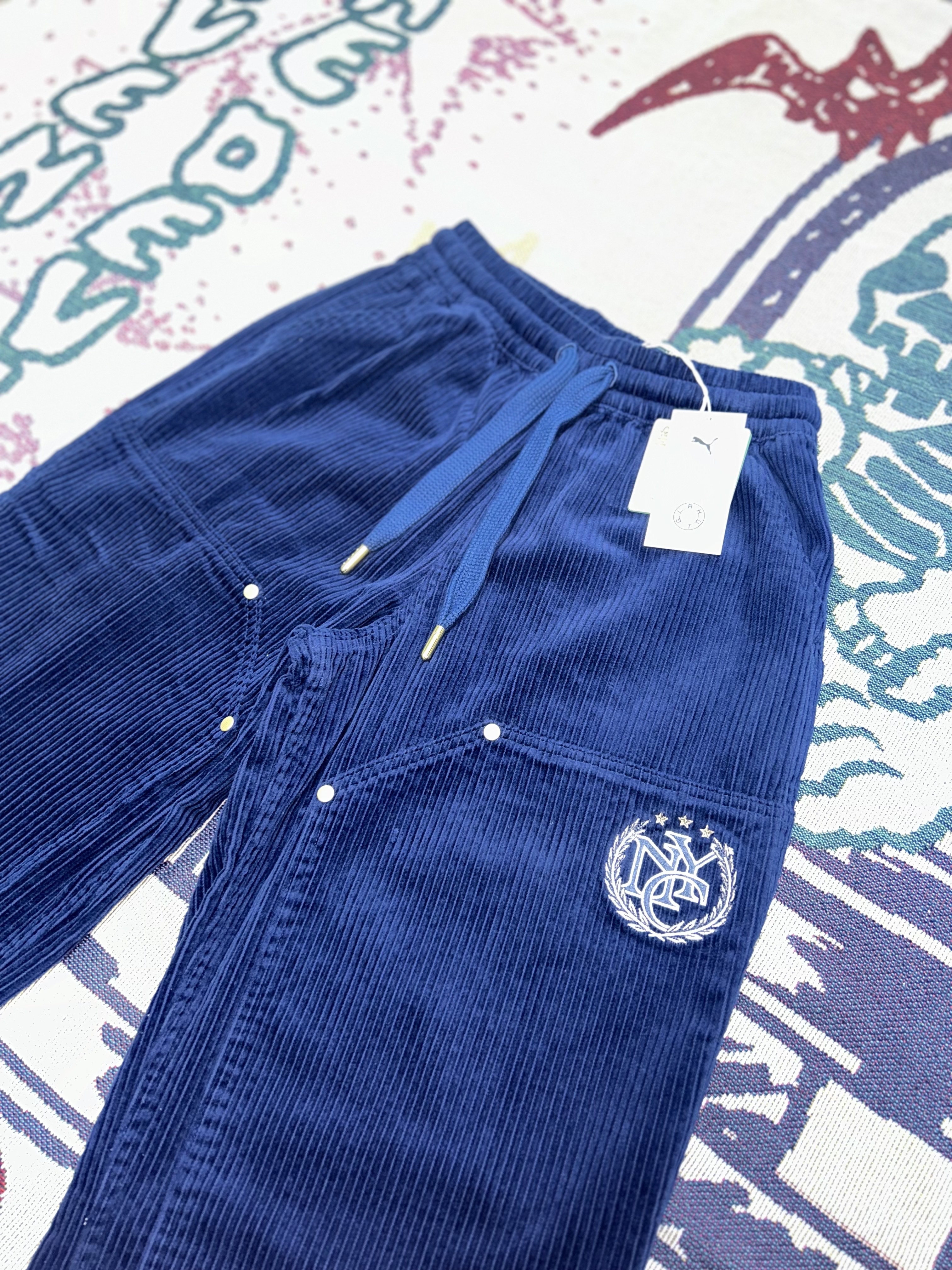 Puma X Rhuigi Corduroy Pants Persian Blue 착용 스타일 - 3