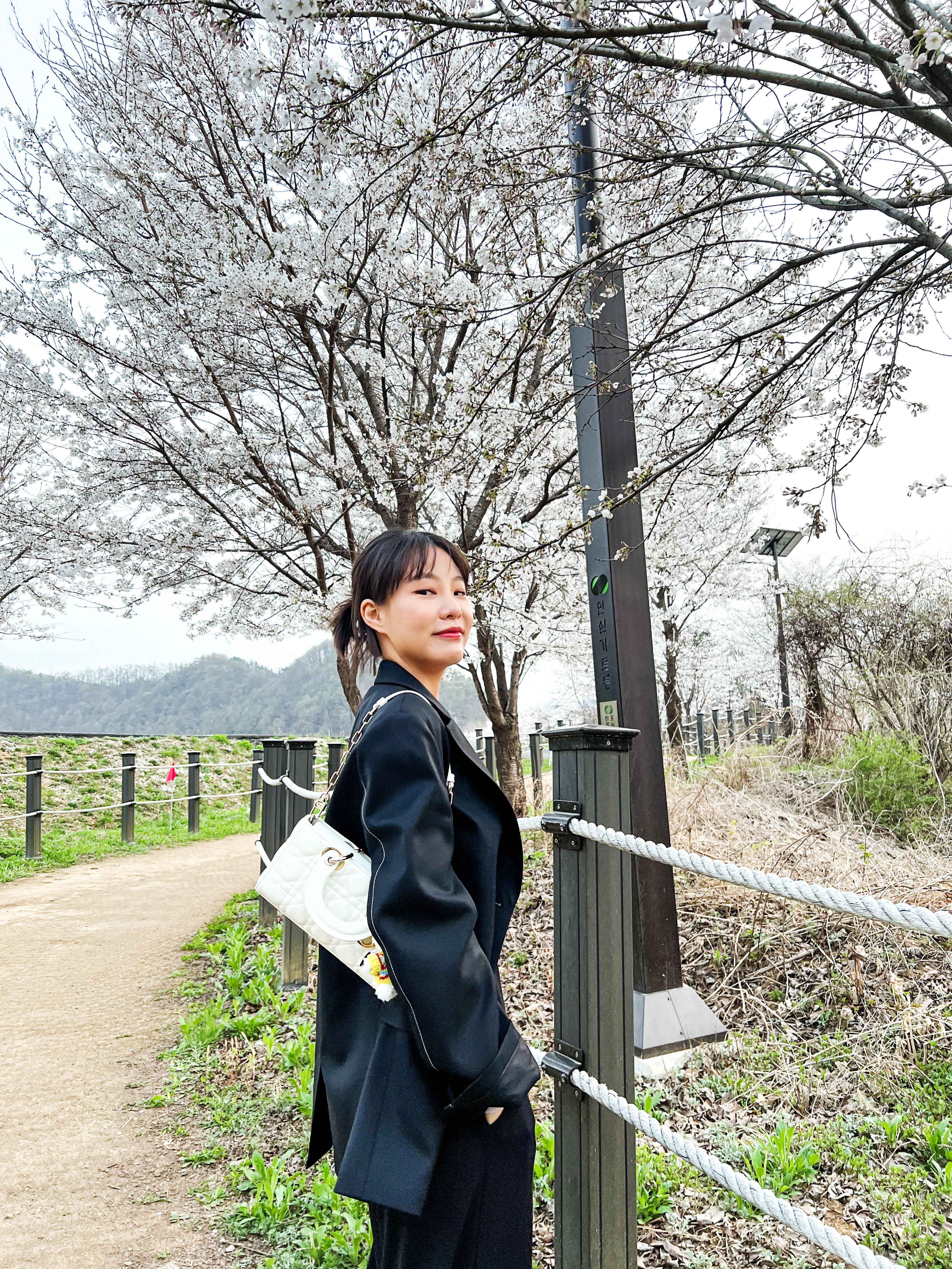 Dior Medium Lady D Joy Bag Cannage Lambskin Latte, Maison Mihara Yasuhiro Peterson OG Sole Canvas Low Sneakers Black 착용 스타일 - 1