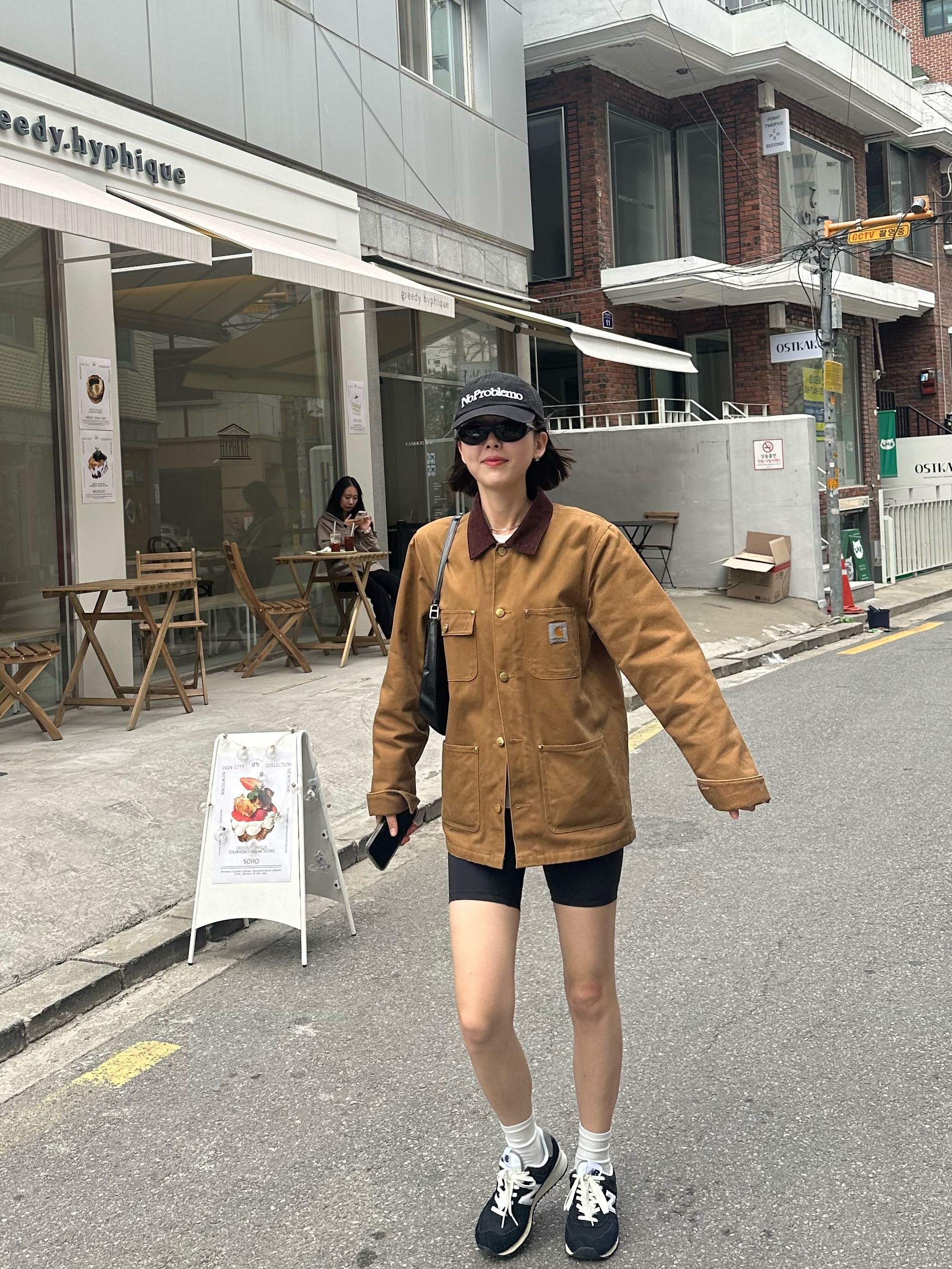 Oakley Eye Jacket Redux Matte Black Frame Prizm Grey Lenses High Bridge Fit, New Balance 574 Heritage Deep Black 착용 스타일 - 1