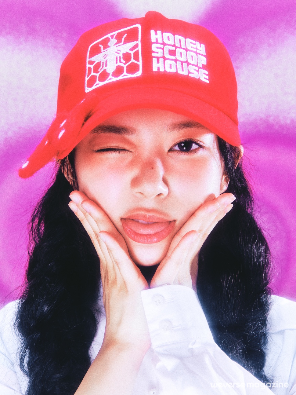 Honey Scoop House Honey Comb Cap Red 착용 스타일 - 1