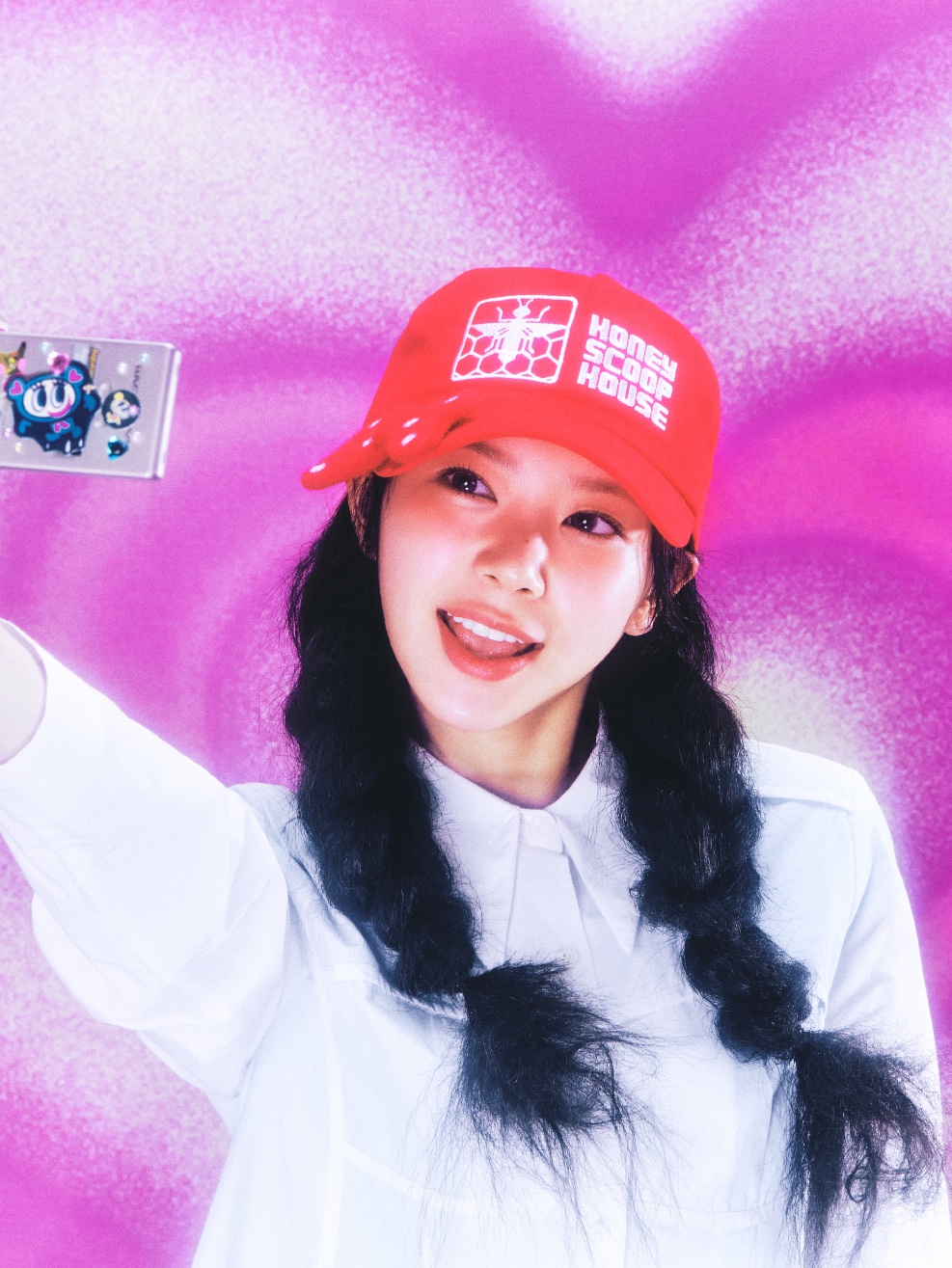 Honey Scoop House Honey Comb Cap Red 착용 스타일 - 2